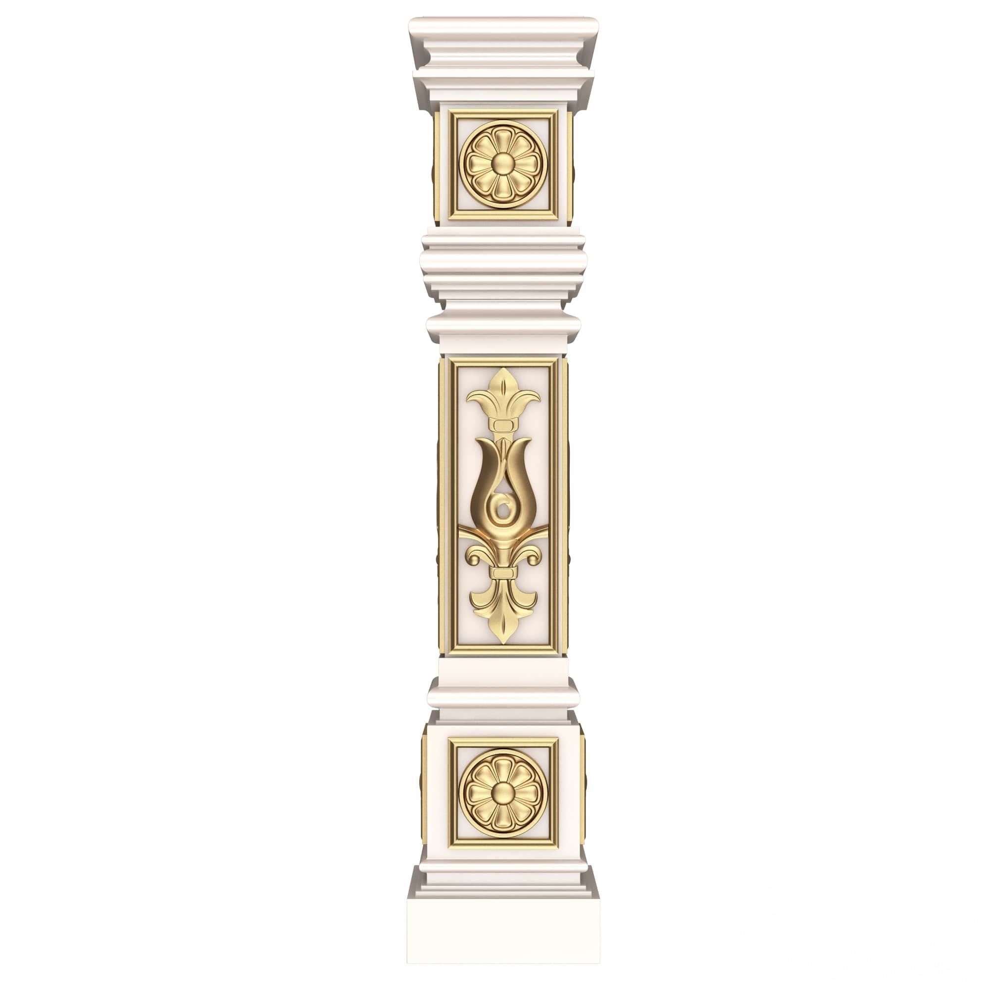 Stair Baluster 06 White Low-poly 3D model_1