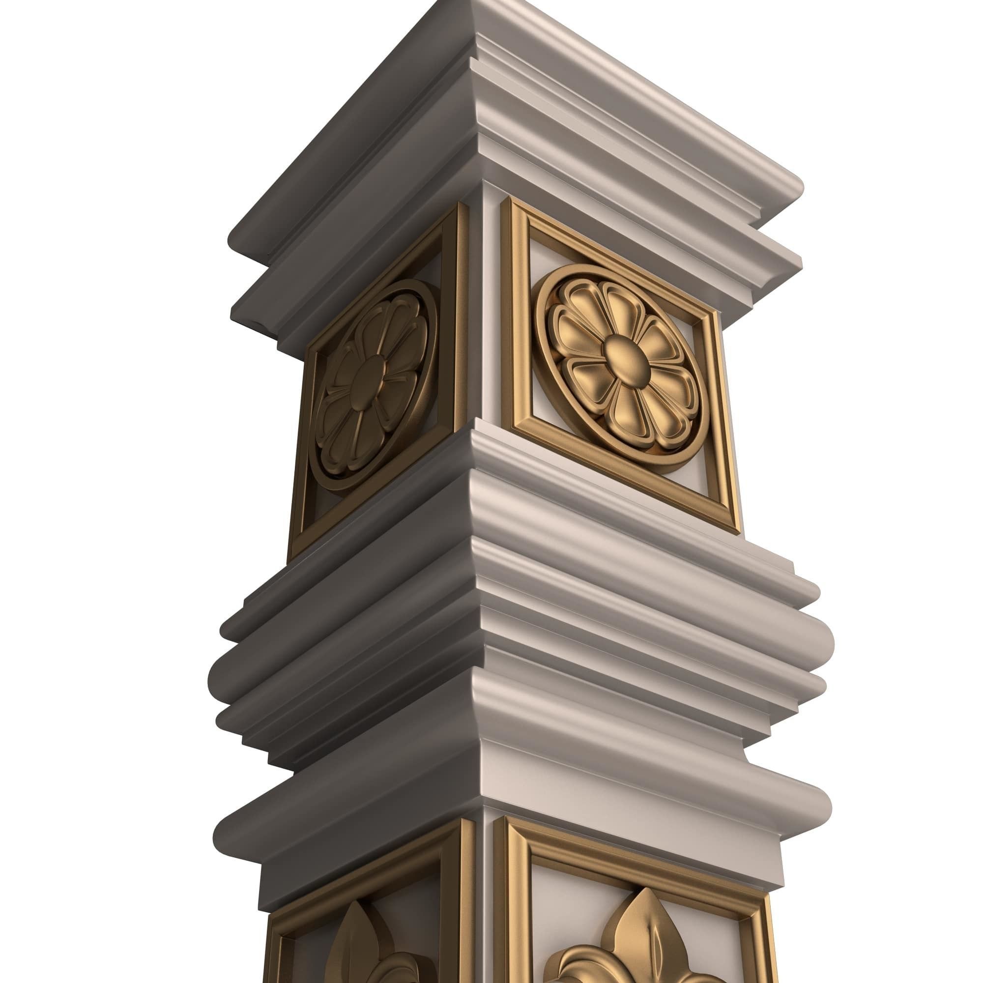 Stair Baluster 06 White Low-poly 3D model_3