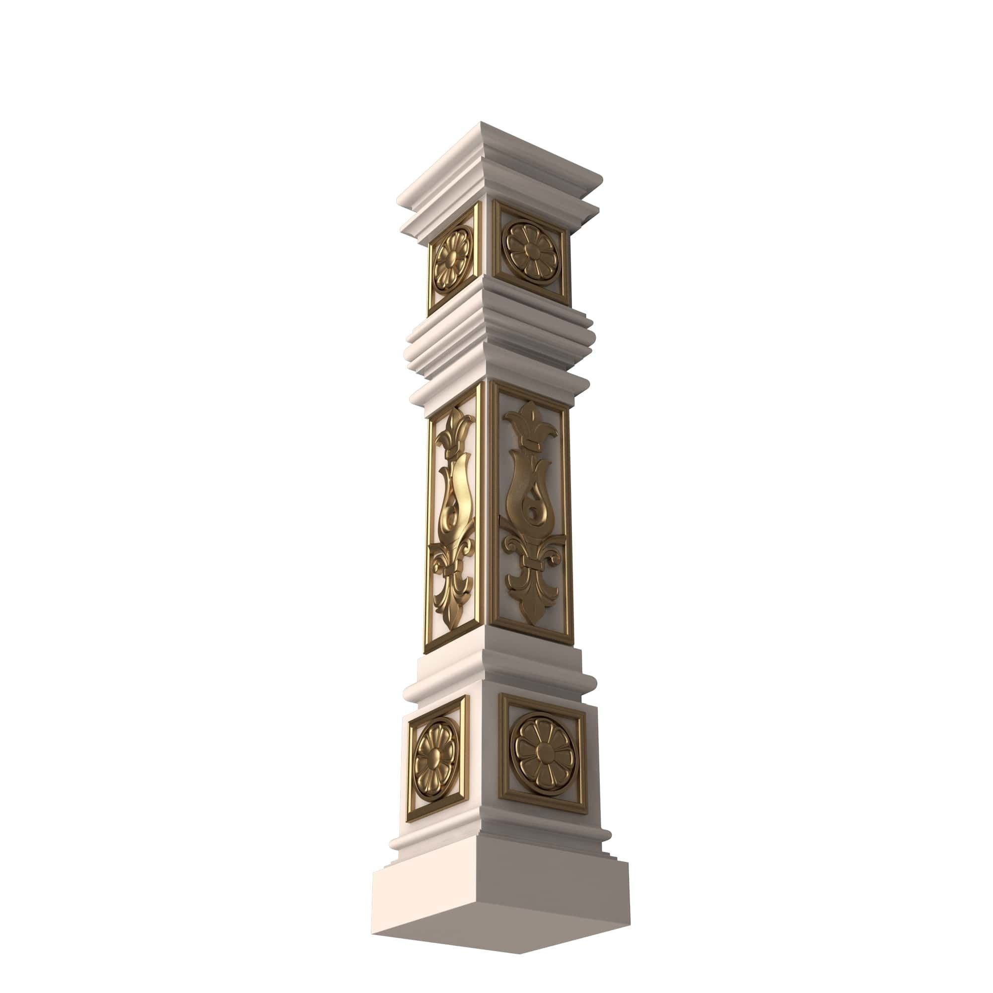 Stair Baluster 06 White Low-poly 3D model_4