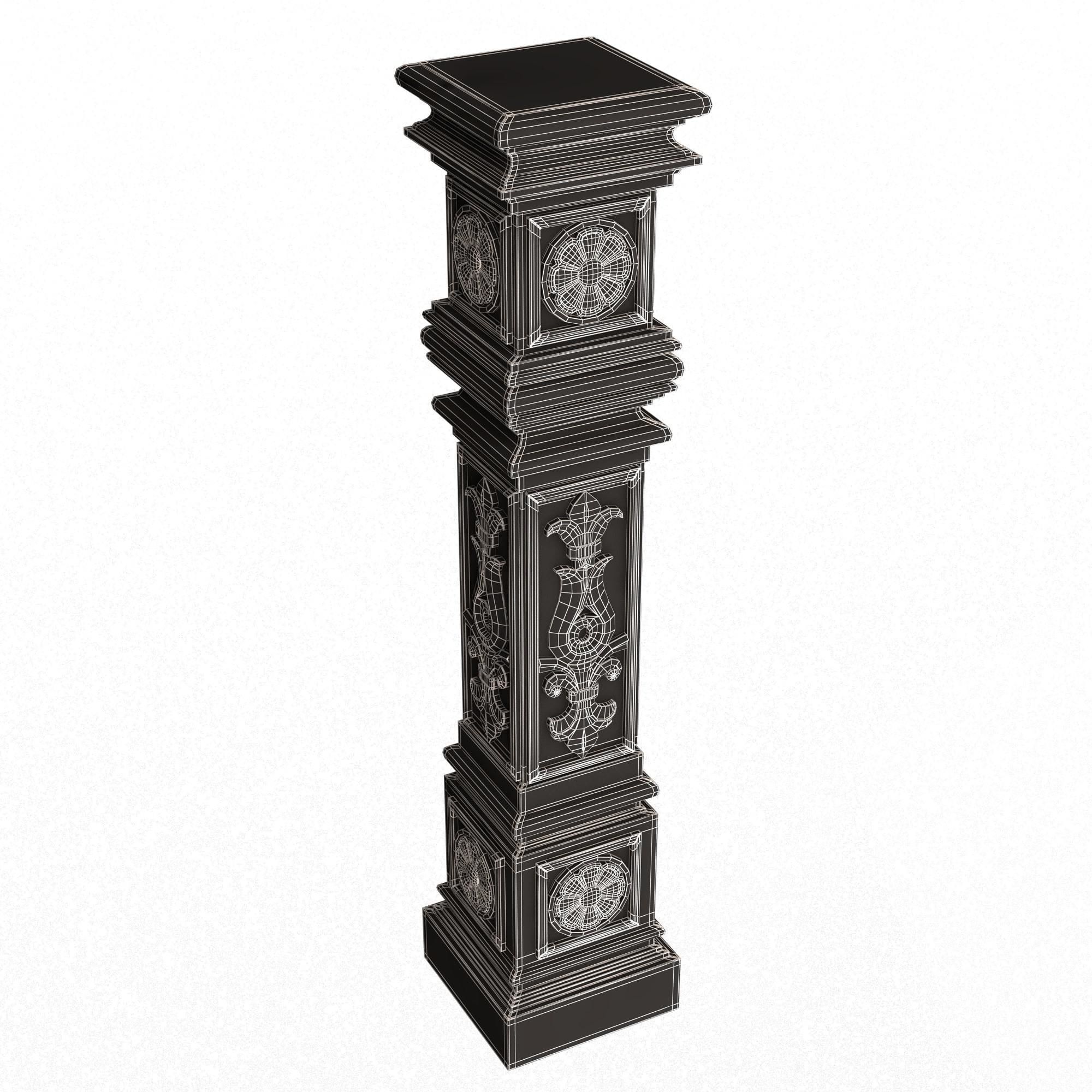 Stair Baluster 06 White Low-poly 3D model_7