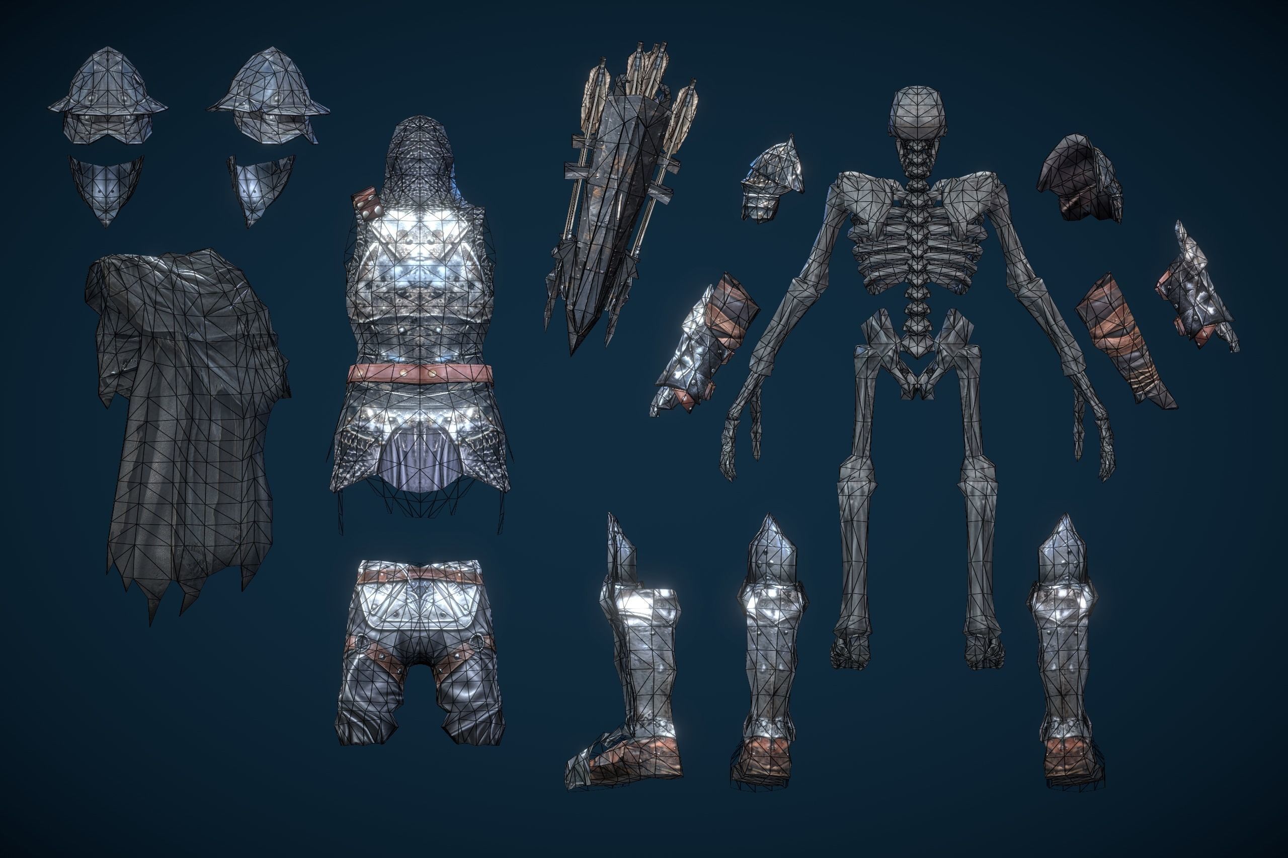 Skeleton Grim Archer Low-poly 3D model_11