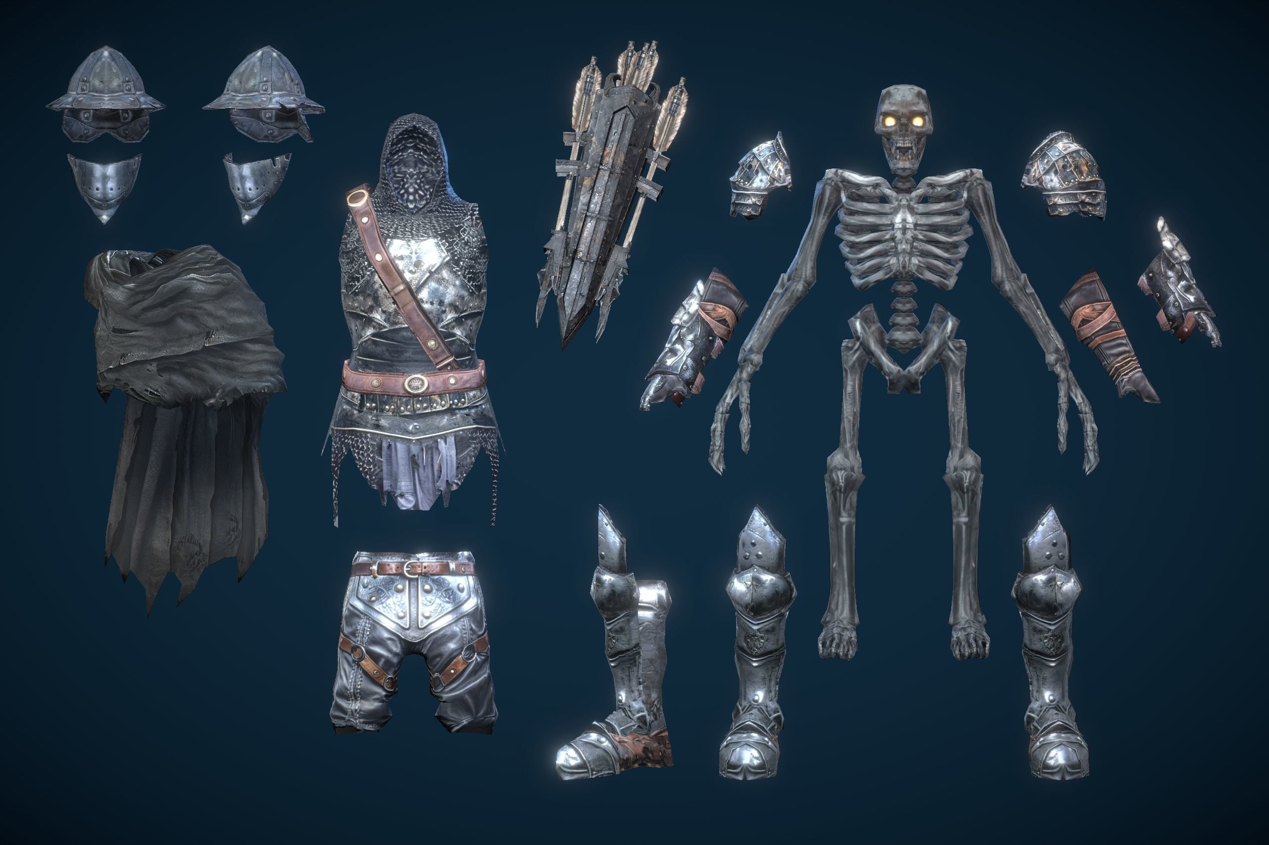 Skeleton Grim Archer Low-poly 3D model_8