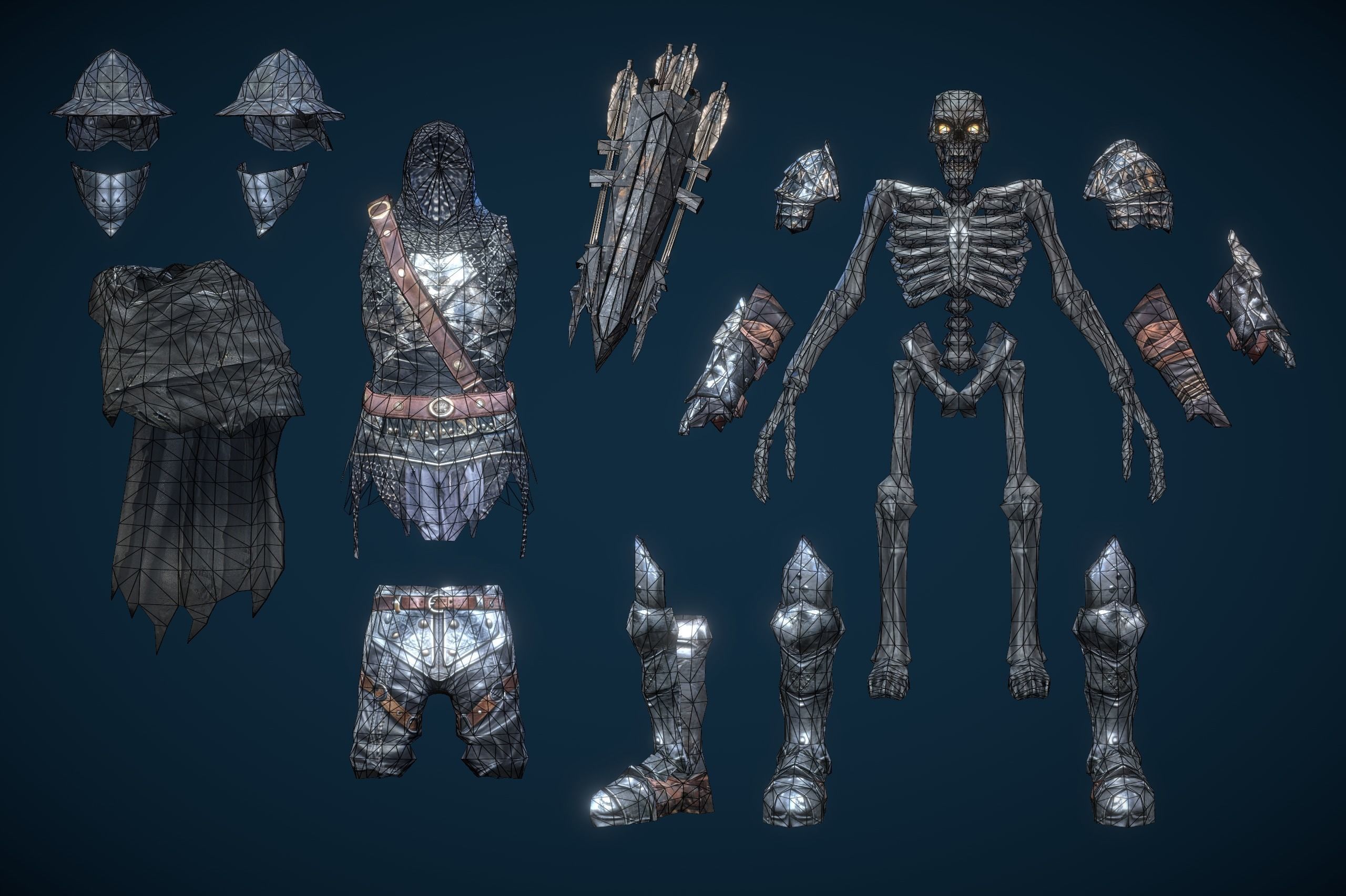 Skeleton Grim Archer Low-poly 3D model_9