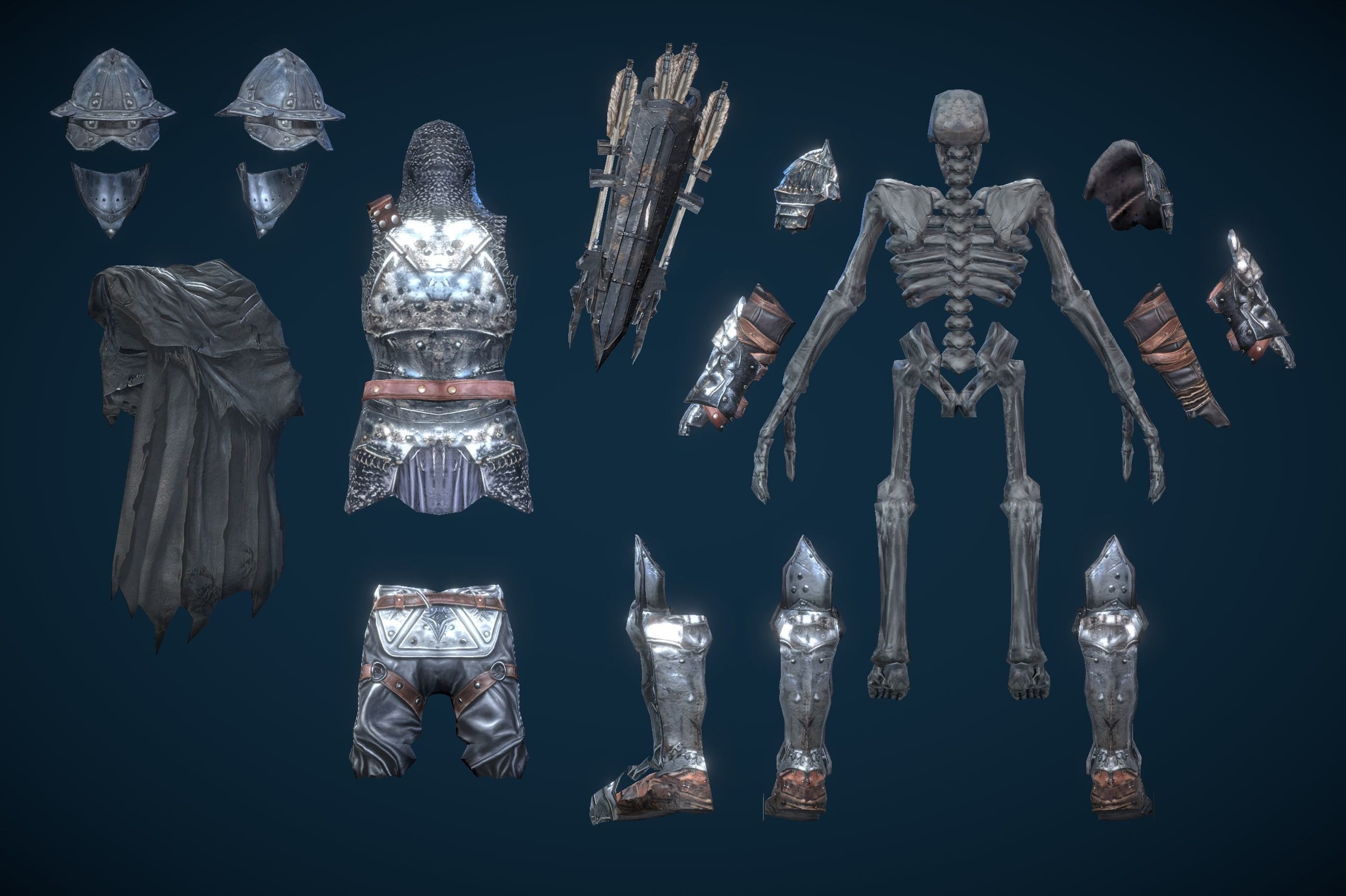 Skeleton Grim Archer Low-poly 3D model_10