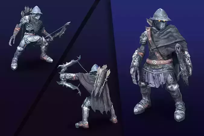 Skeleton Grim Archer Low-poly 3D model