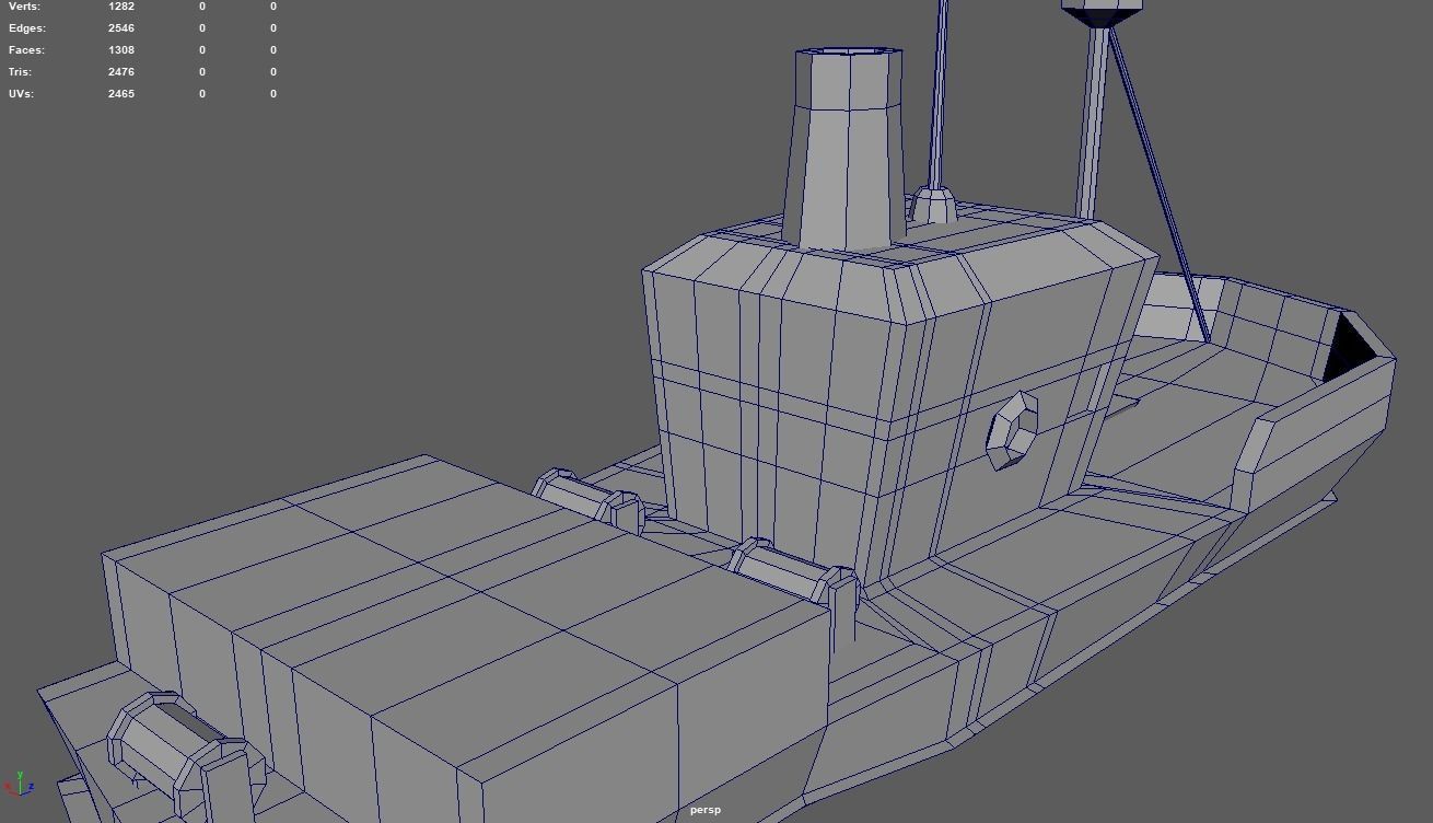 Low Poly Fishing Boat 01 Low-poly 3D model_15