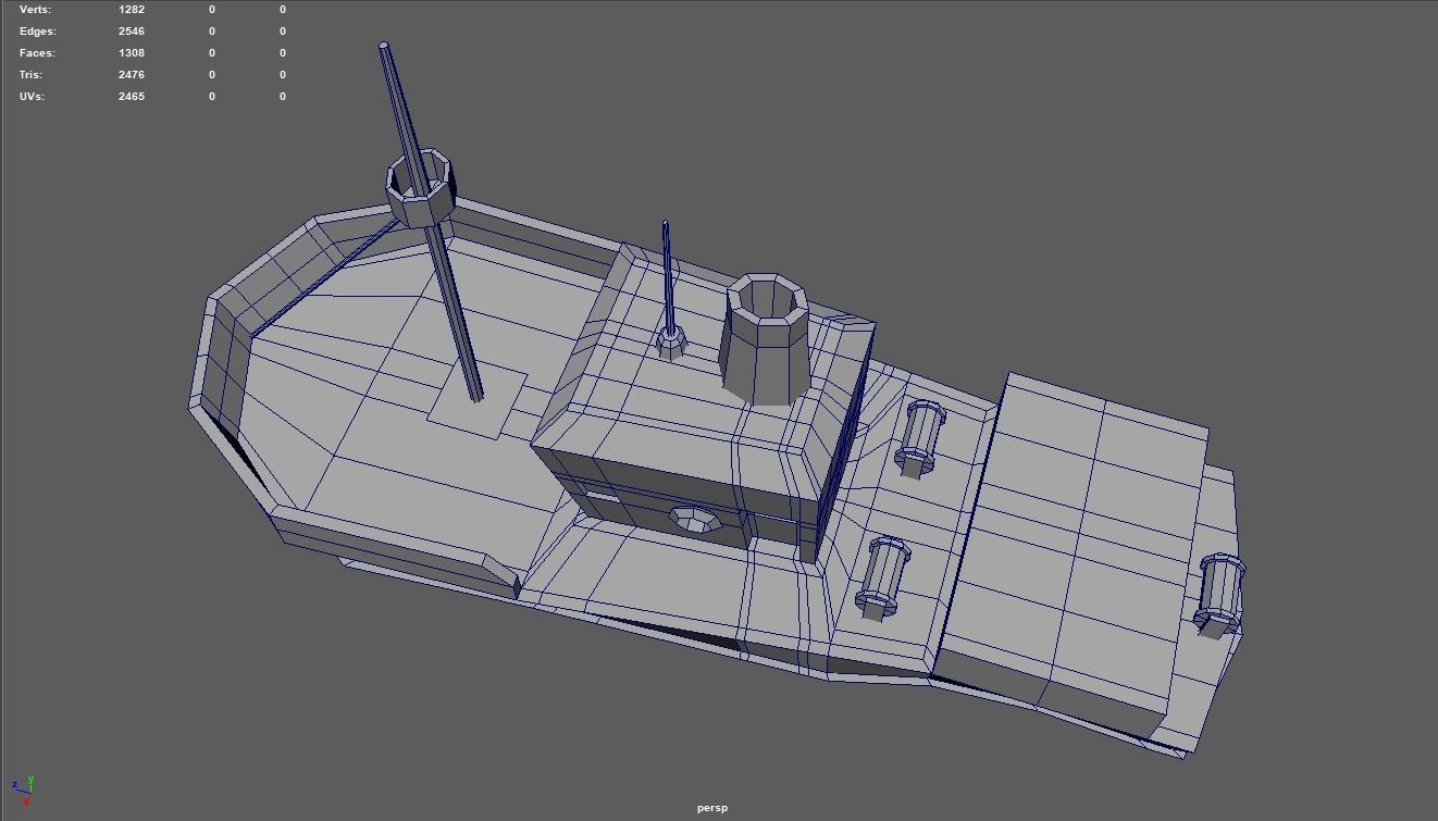 Low Poly Fishing Boat 01 Low-poly 3D model_12