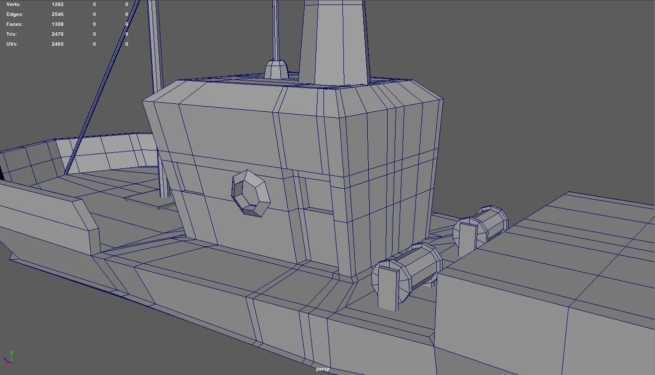 Low Poly Fishing Boat 01 Low-poly 3D model_13