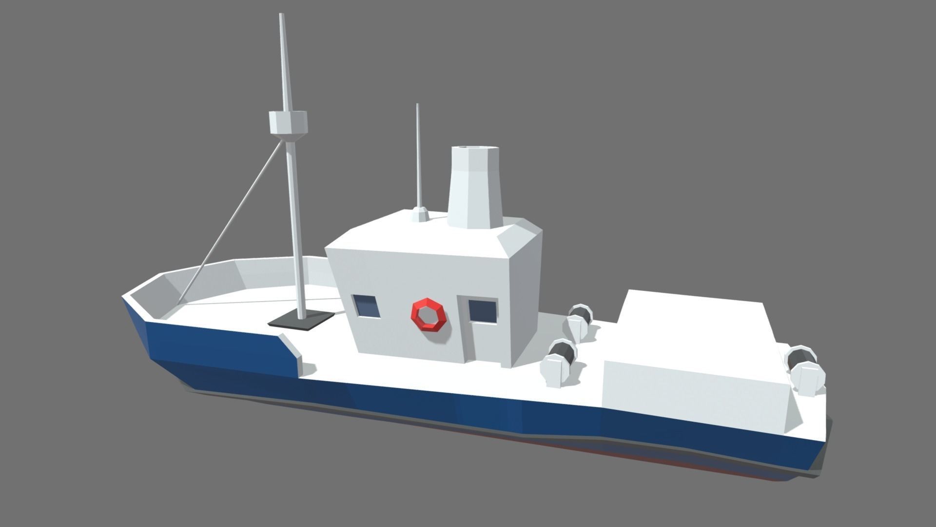 Low Poly Fishing Boat 01 Low-poly 3D model_2