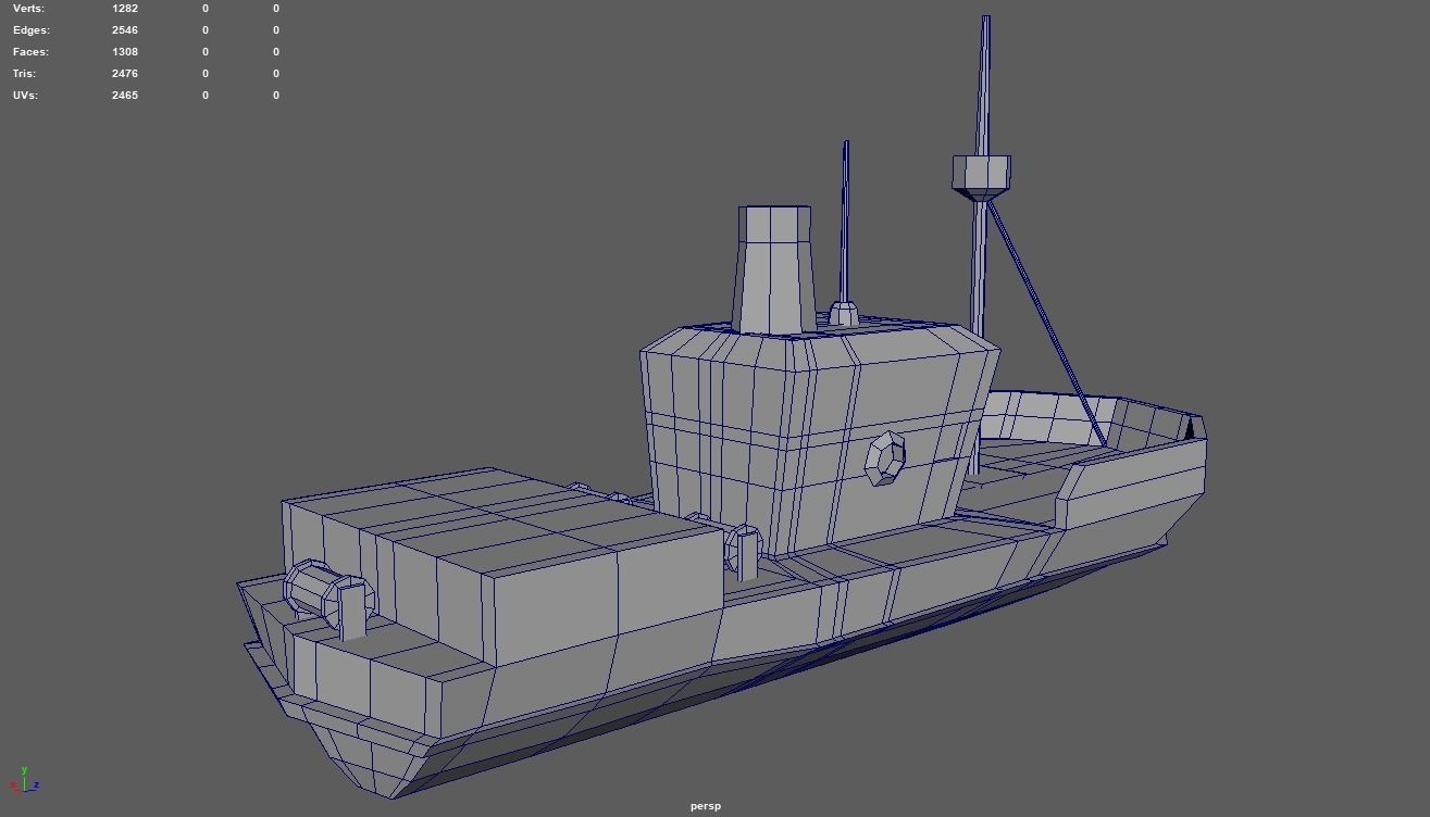 Low Poly Fishing Boat 01 Low-poly 3D model_10