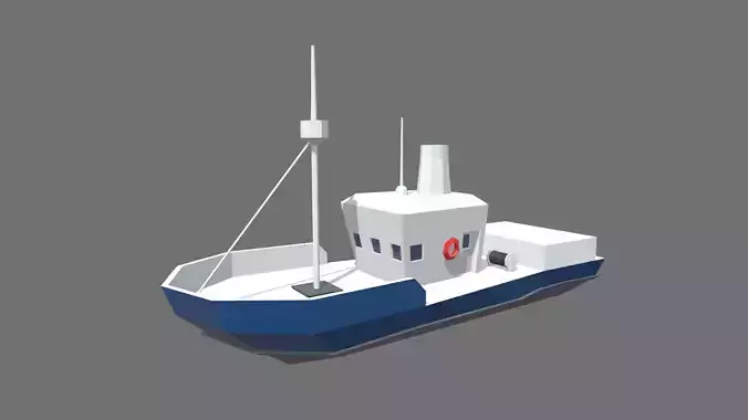 Low Poly Fishing Boat 01 Low-poly 3D model