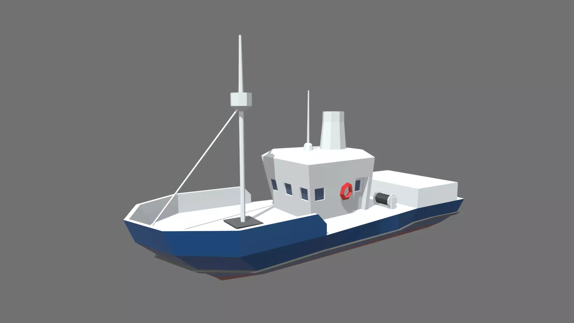 Low Poly Fishing Boat 01 Low-poly 3D model_0
