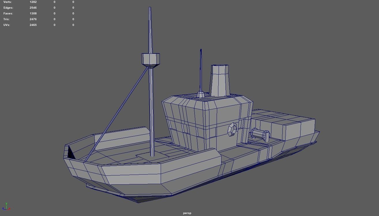 Low Poly Fishing Boat 01 Low-poly 3D model_9