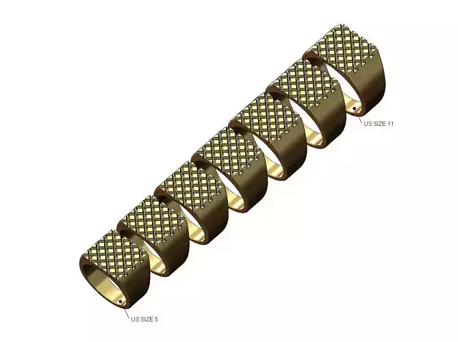 Square knurled signet ring Us sizes 5to12 3D print model