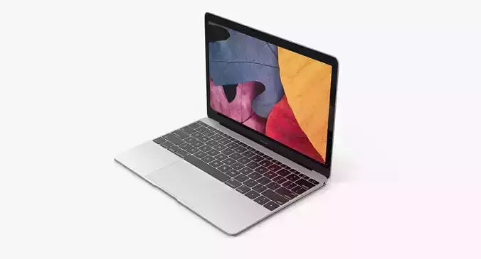 Apple MacBook Silver Low-poly 3D model