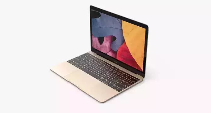 Apple MacBook Gold Low-poly 3D model