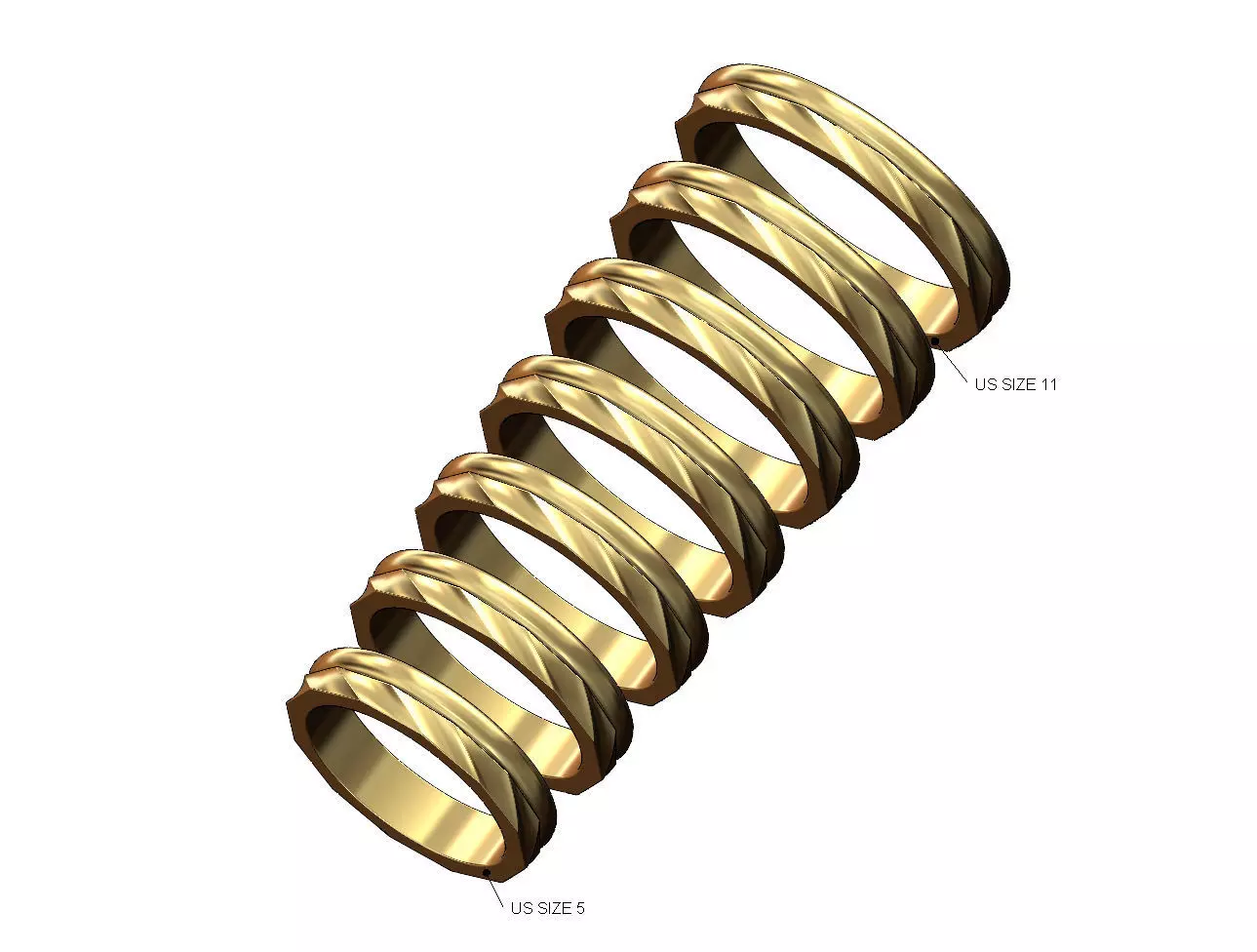Round and twisted simple band Us sizes 5to11 3D print model_0