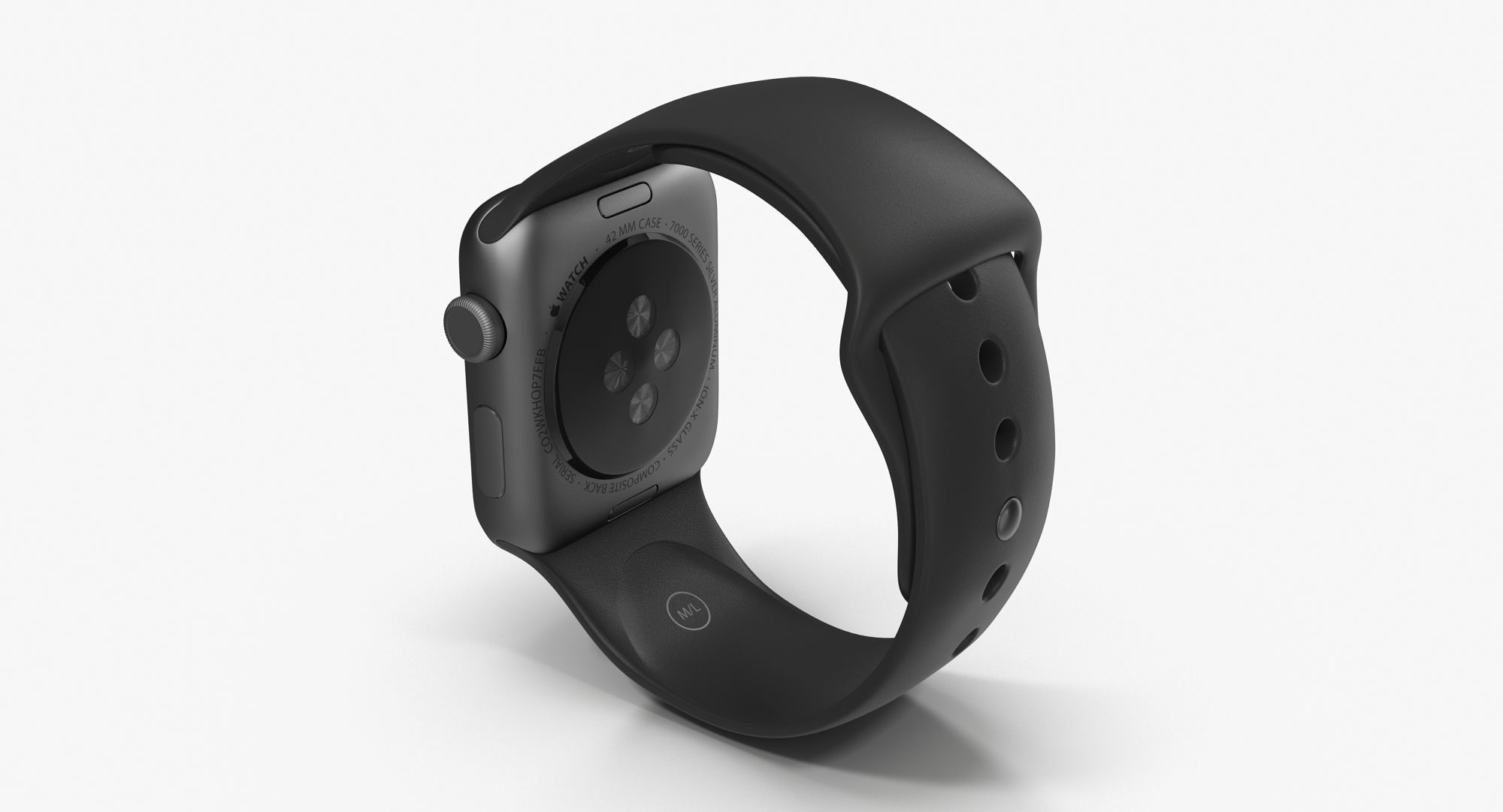 Apple Watch Sport Space Gray 42mm Low-poly 3D model_6