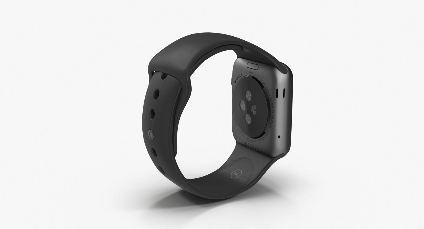 Apple Watch Sport Space Gray 42mm Low-poly 3D model_17