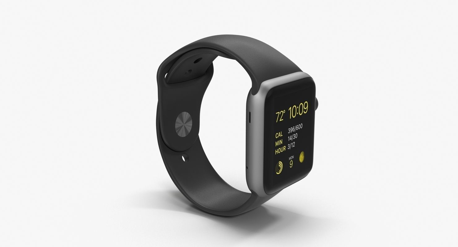 Apple Watch Sport Space Gray 42mm Low-poly 3D model_19