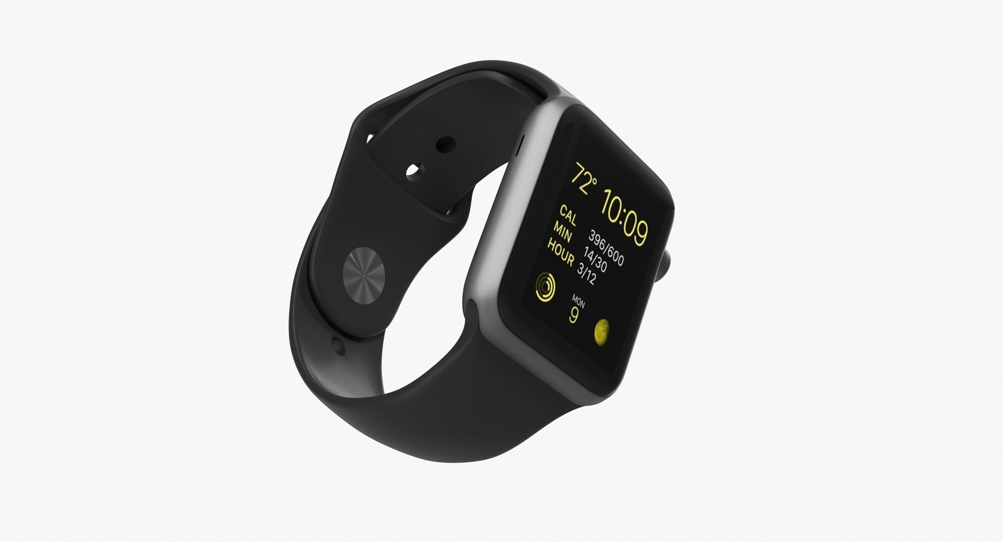 Apple Watch Sport Space Gray 42mm Low-poly 3D model_8