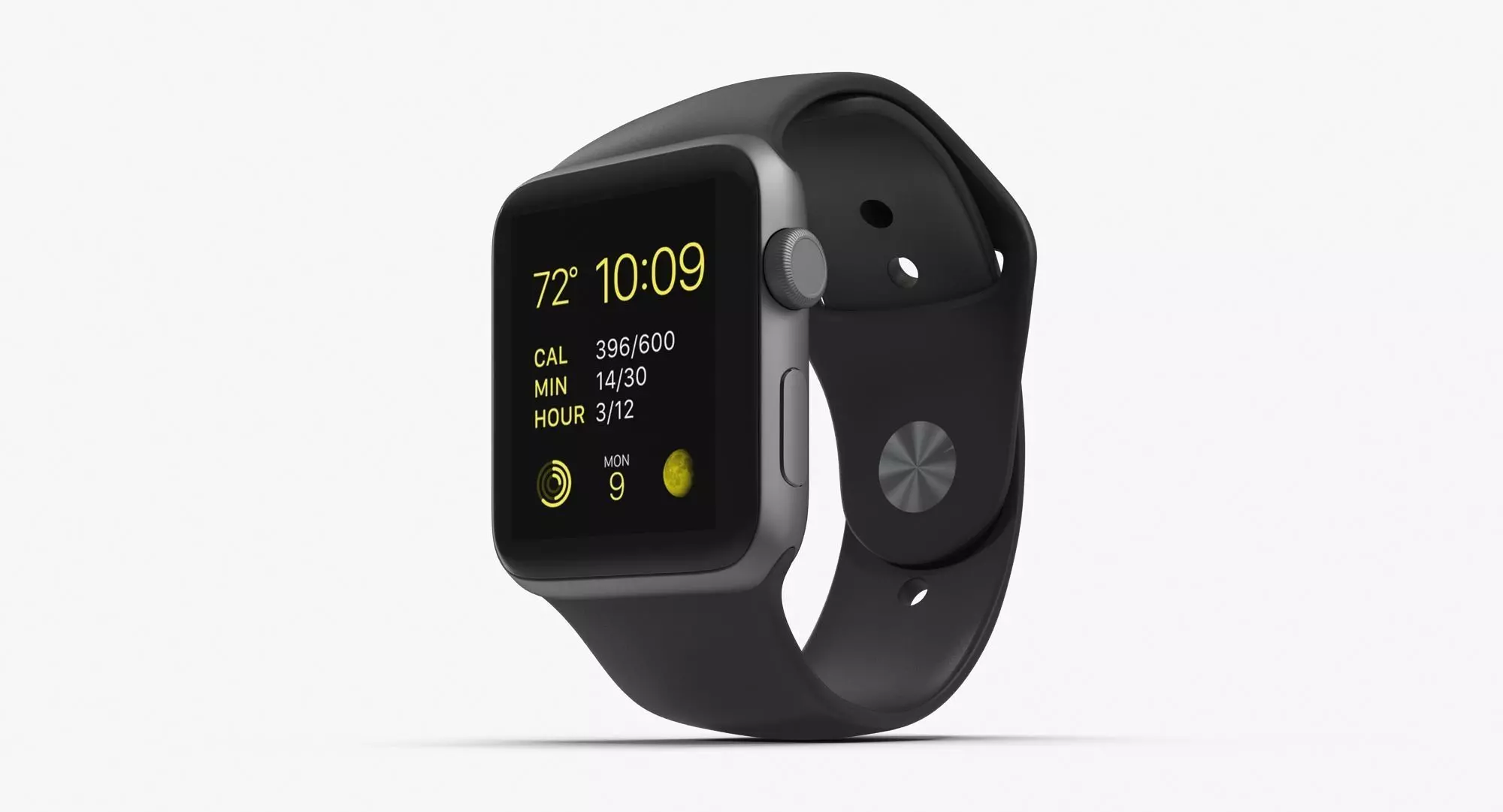 Apple Watch Sport Space Gray 42mm Low-poly 3D model_0