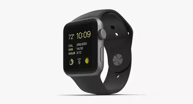 Apple Watch Sport Space Gray 42mm Low-poly 3D model