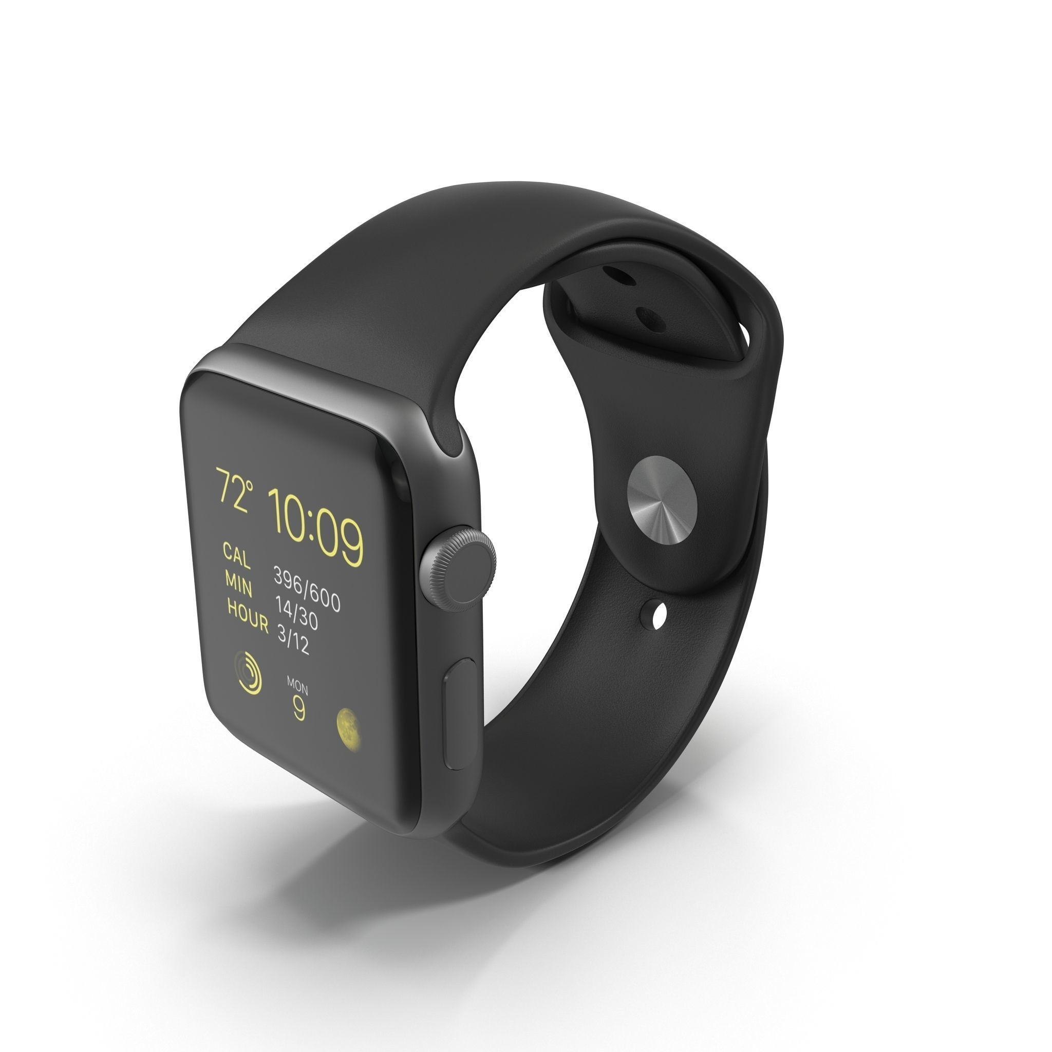 Apple Watch Sport Space Gray 42mm Low-poly 3D model_9