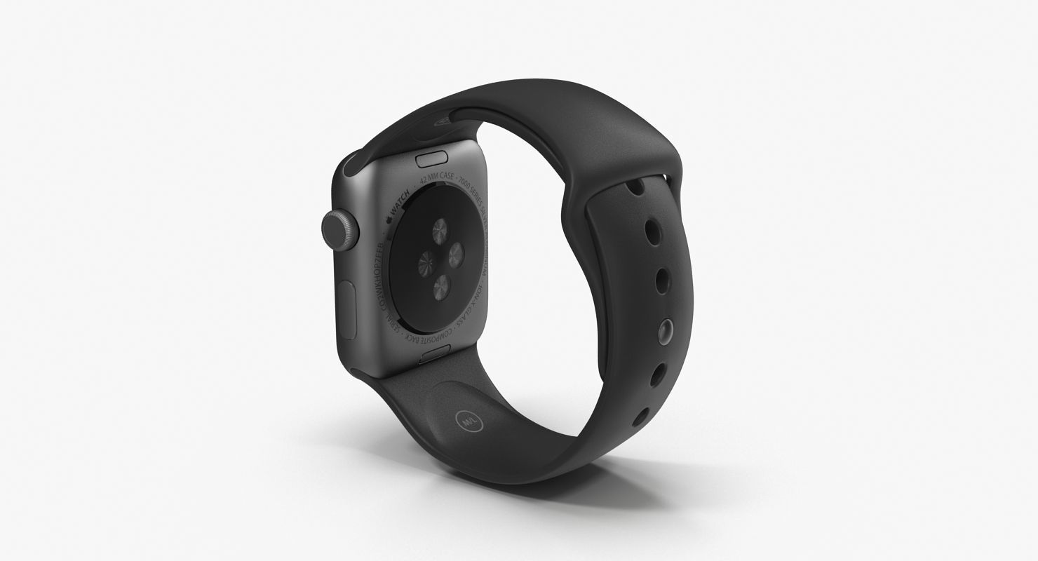 Apple Watch Sport Space Gray 42mm Low-poly 3D model_14