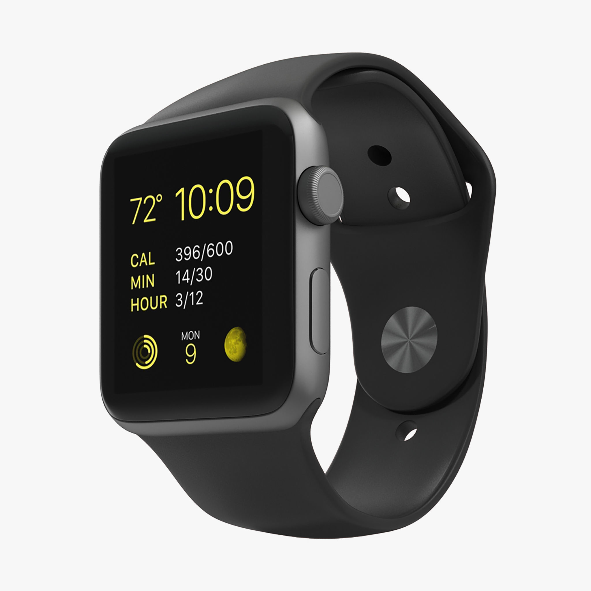 Apple Watch Sport Space Gray 42mm Low-poly 3D model_38