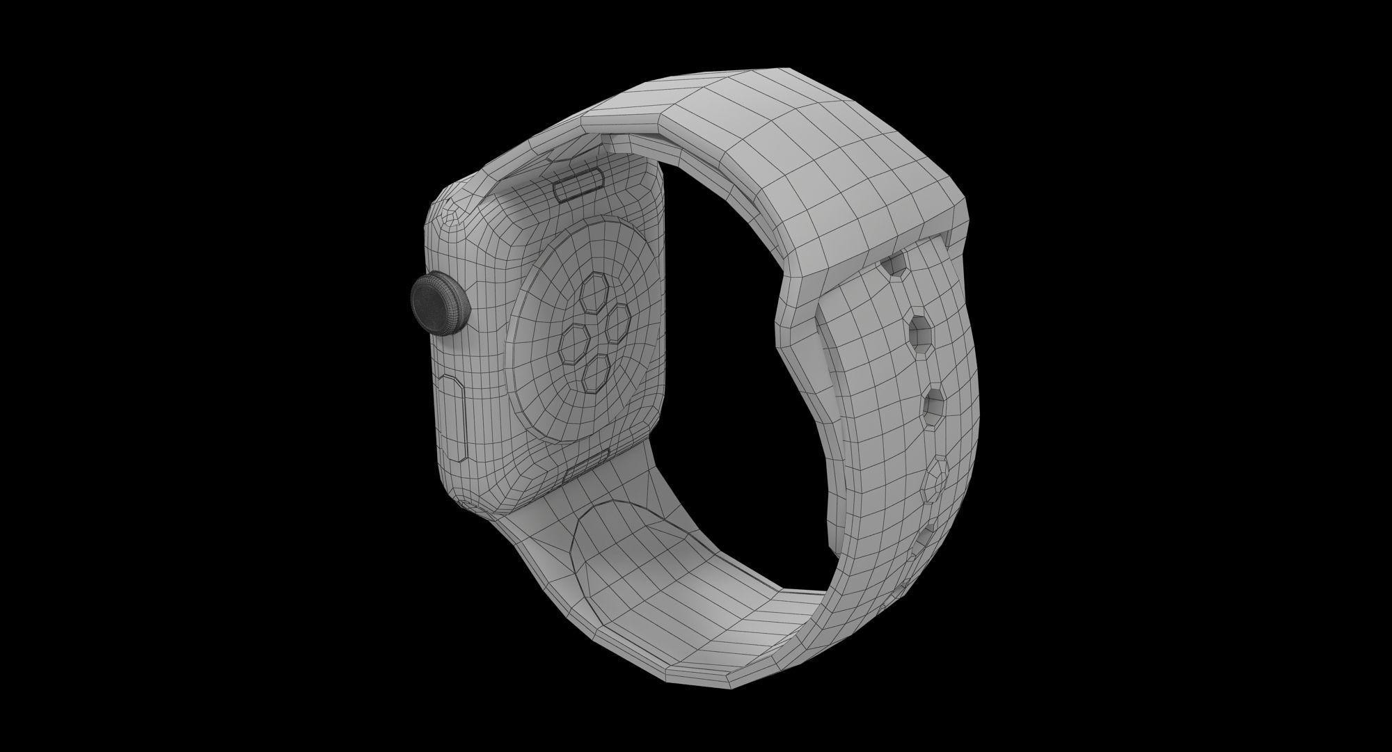 Apple Watch Sport Space Gray 42mm Low-poly 3D model_27