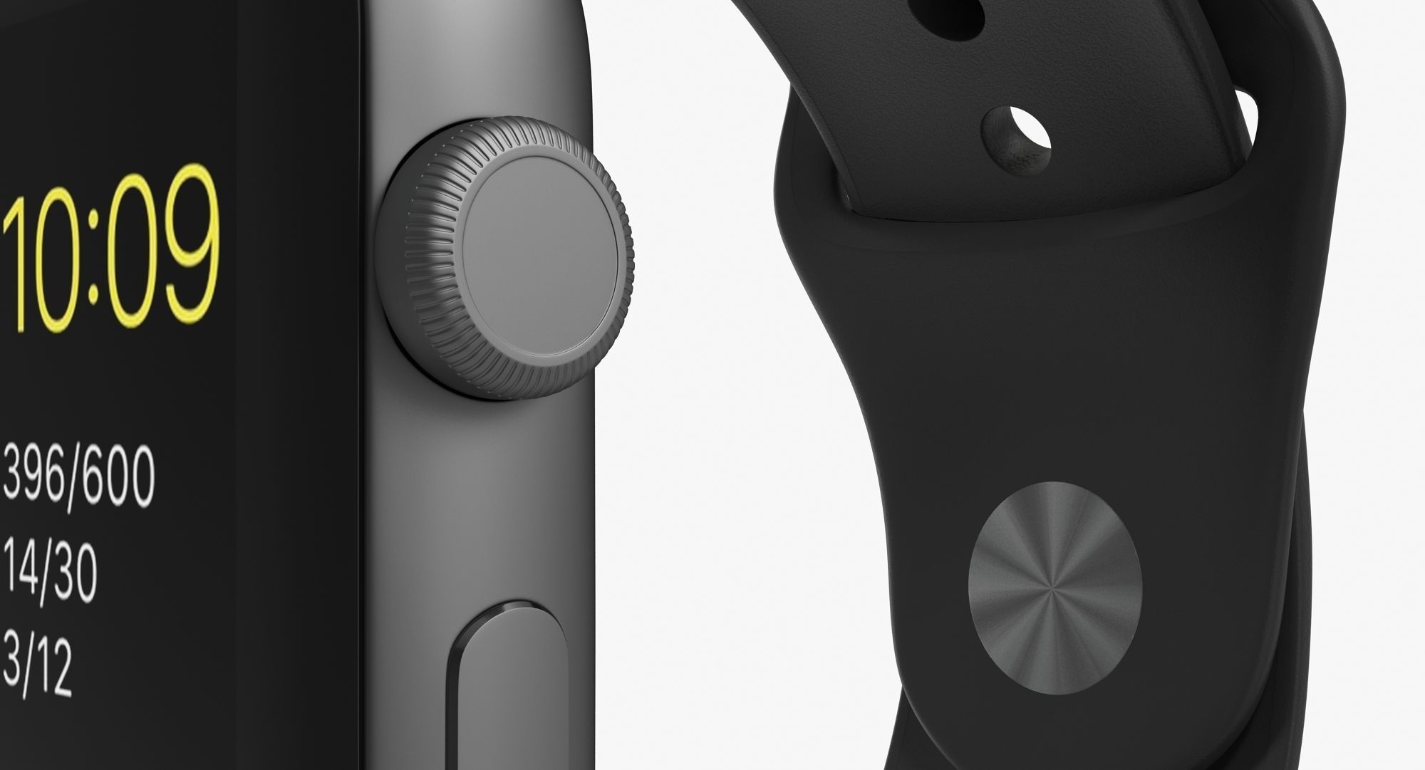 Apple Watch Sport Space Gray 42mm Low-poly 3D model_2
