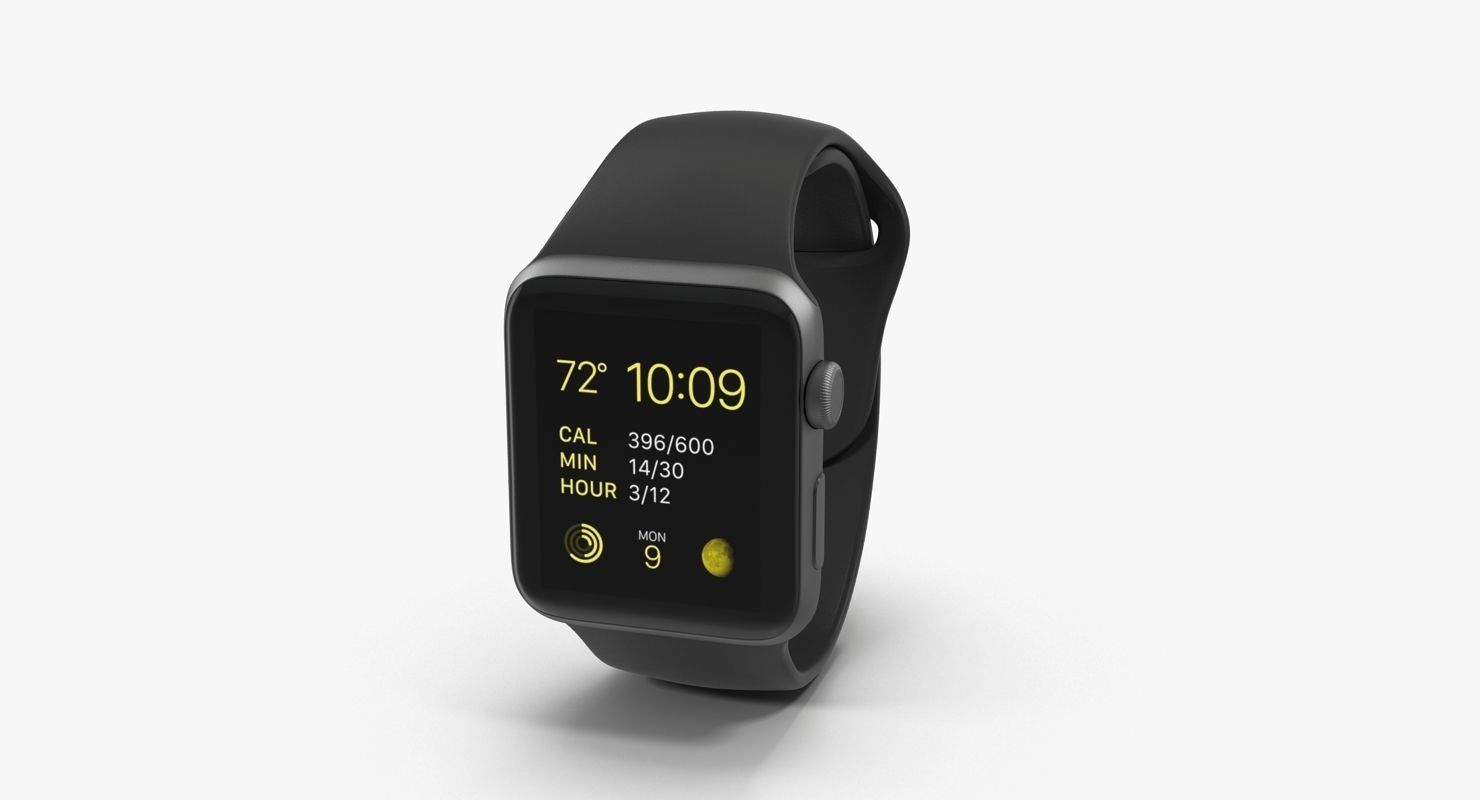 Apple Watch Sport Space Gray 42mm Low-poly 3D model_21