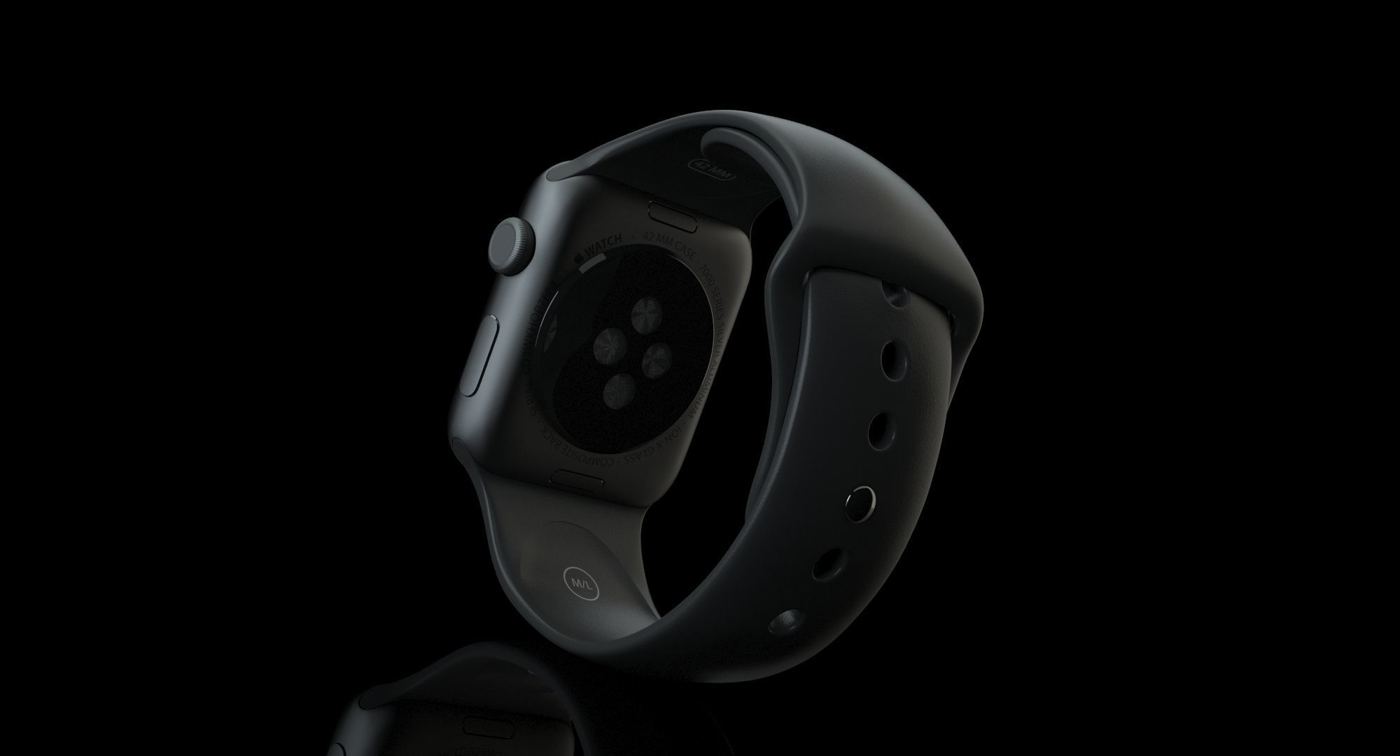 Apple Watch Sport Space Gray 42mm Low-poly 3D model_40
