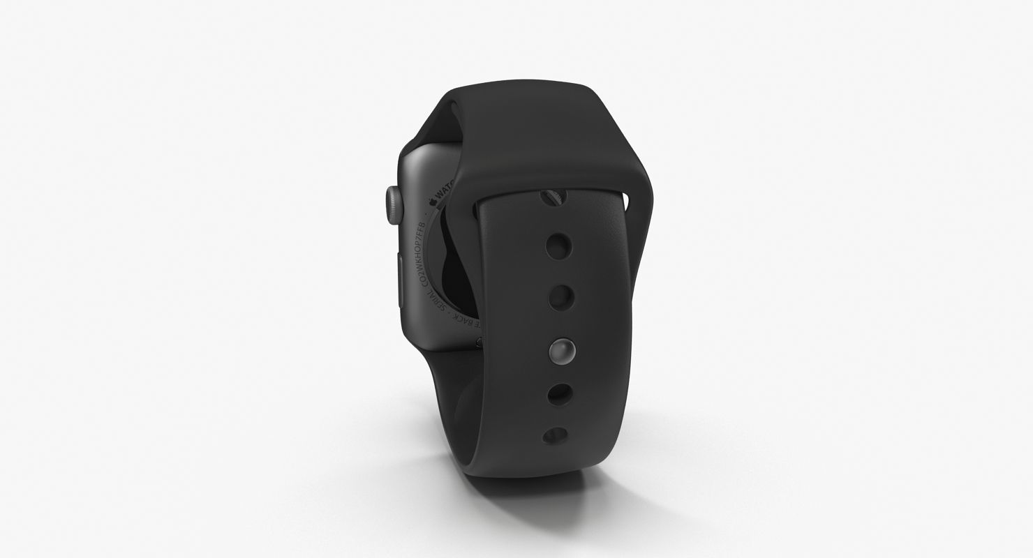 Apple Watch Sport Space Gray 42mm Low-poly 3D model_15