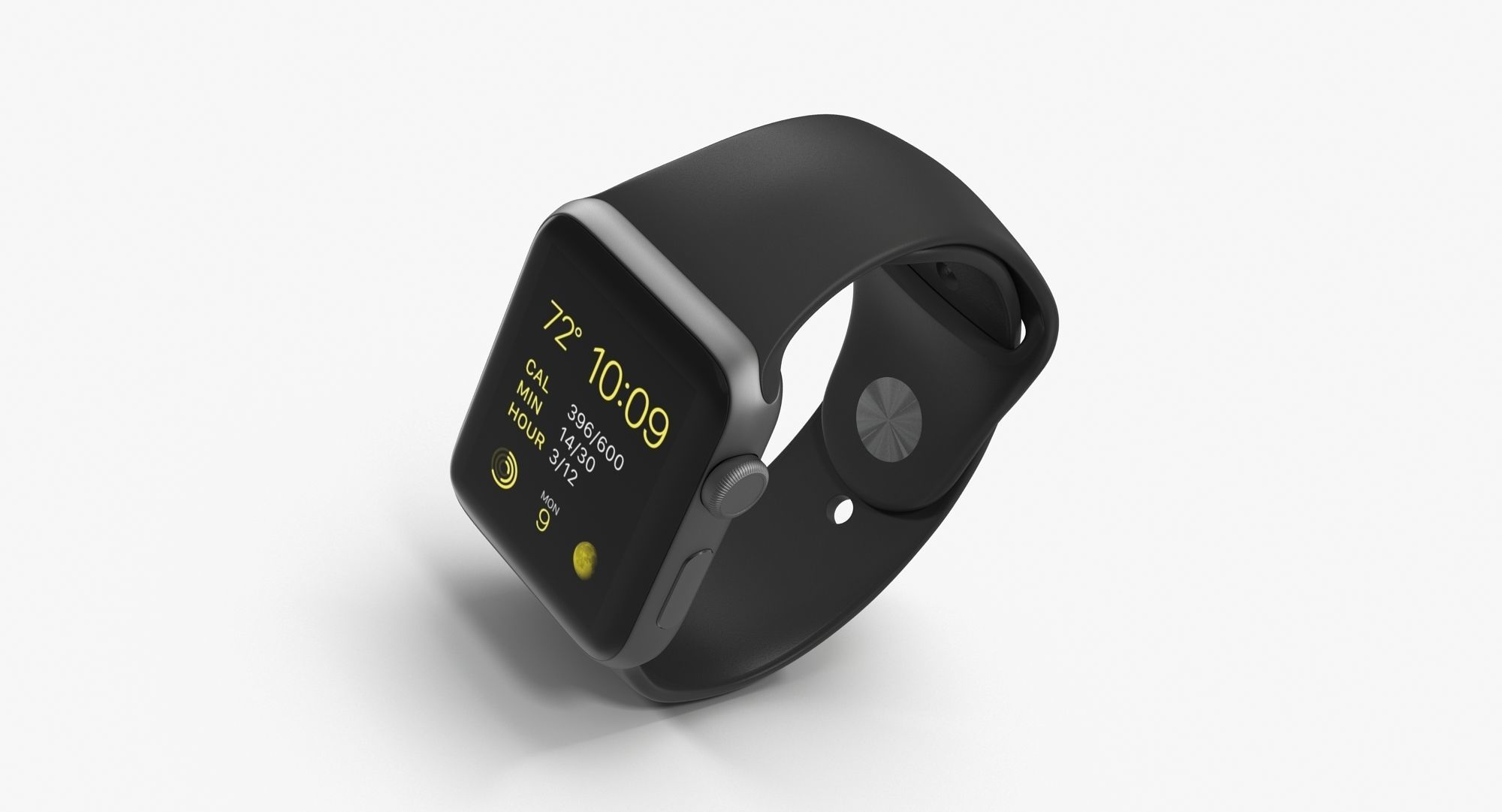 Apple Watch Sport Space Gray 42mm Low-poly 3D model_7