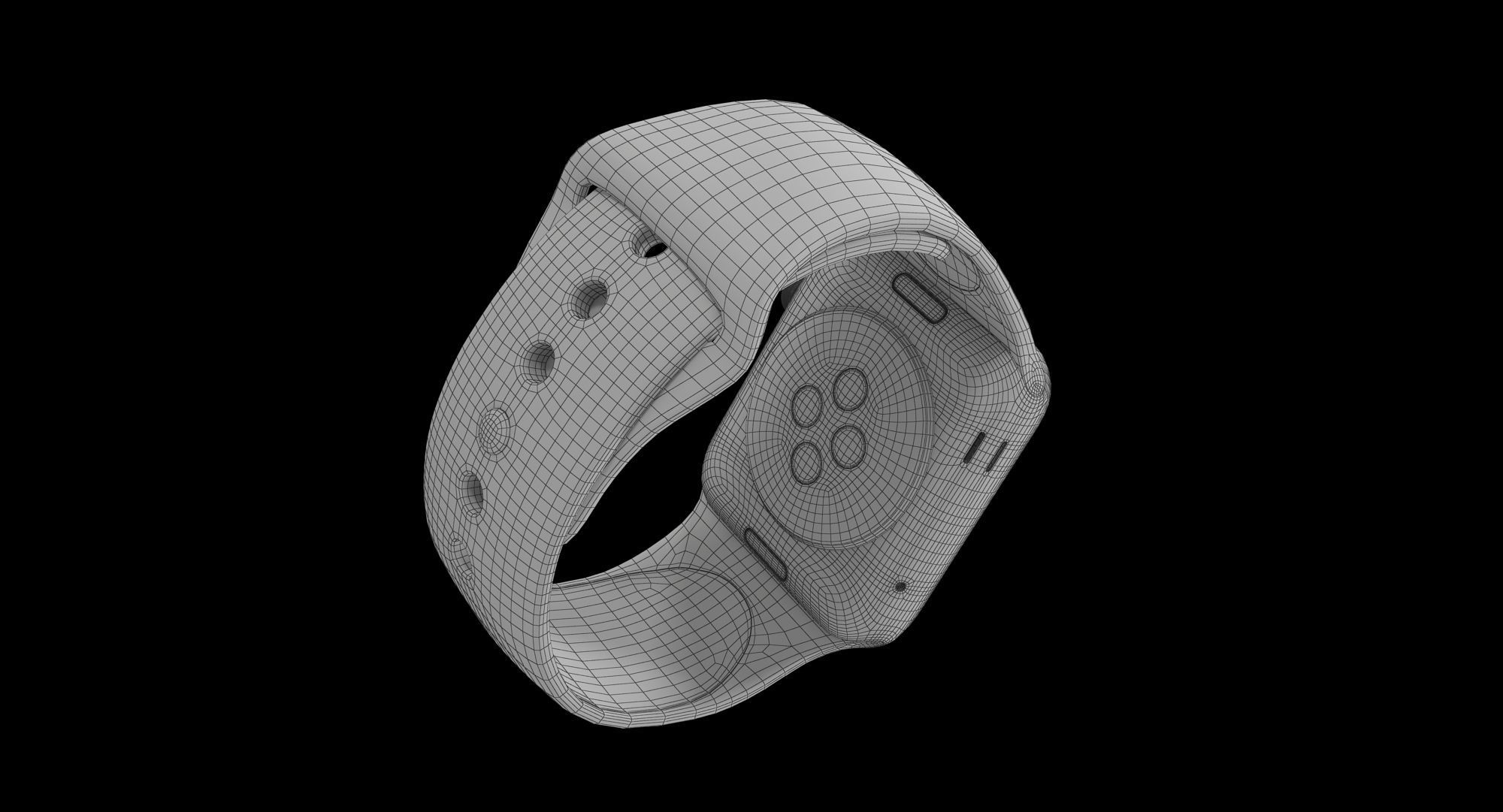 Apple Watch Sport Space Gray 42mm Low-poly 3D model_33