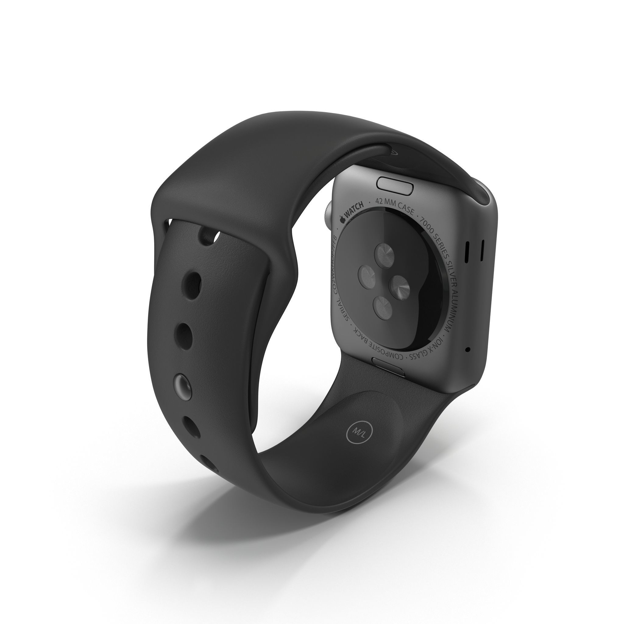 Apple Watch Sport Space Gray 42mm Low-poly 3D model_10