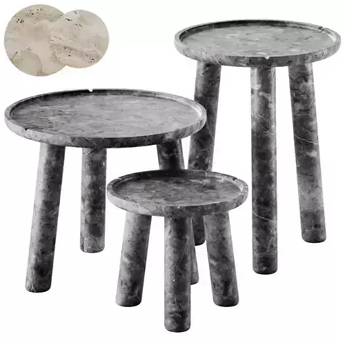 Exteta Stone Round Coffee Table Set