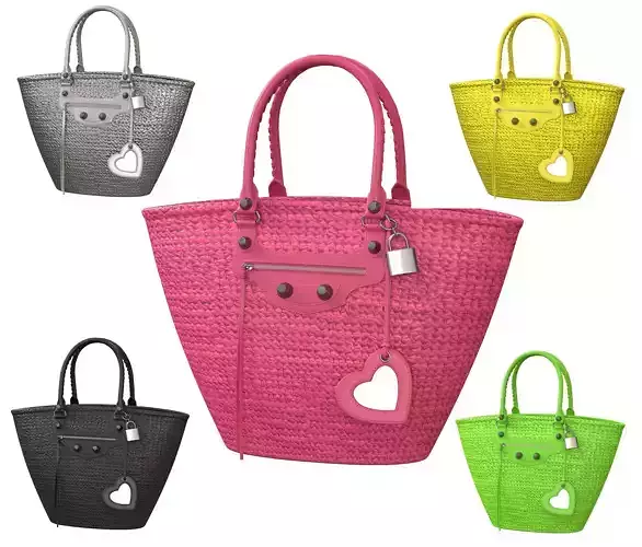 Balenciaga Le Cagole Raffia Basket Bag