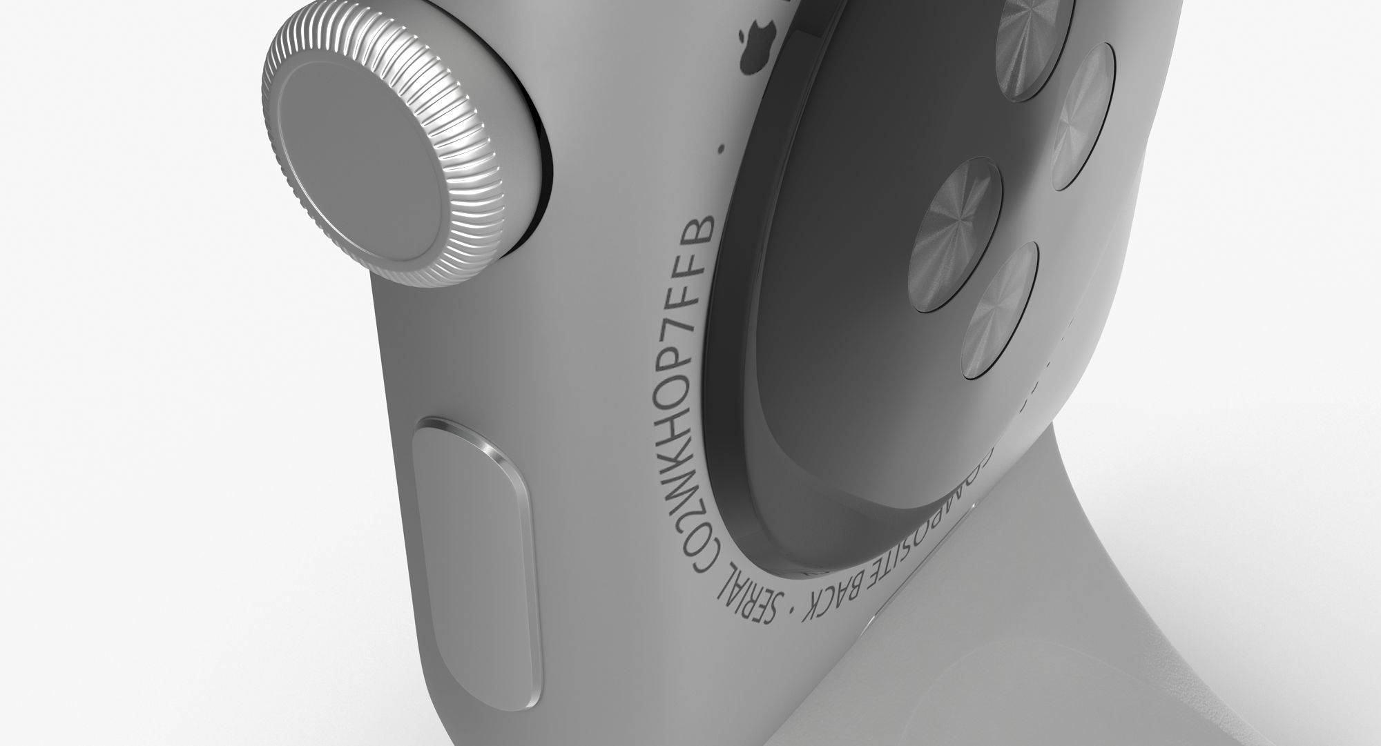 Apple Watch Sport White 42mm Low-poly 3D model_4