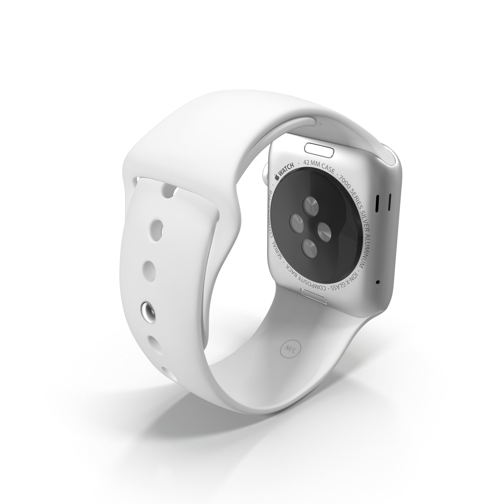 Apple Watch Sport White 42mm Low-poly 3D model_10