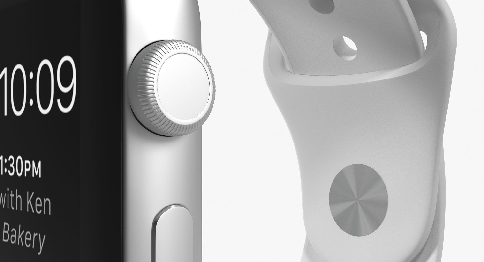 Apple Watch Sport White 42mm Low-poly 3D model_2
