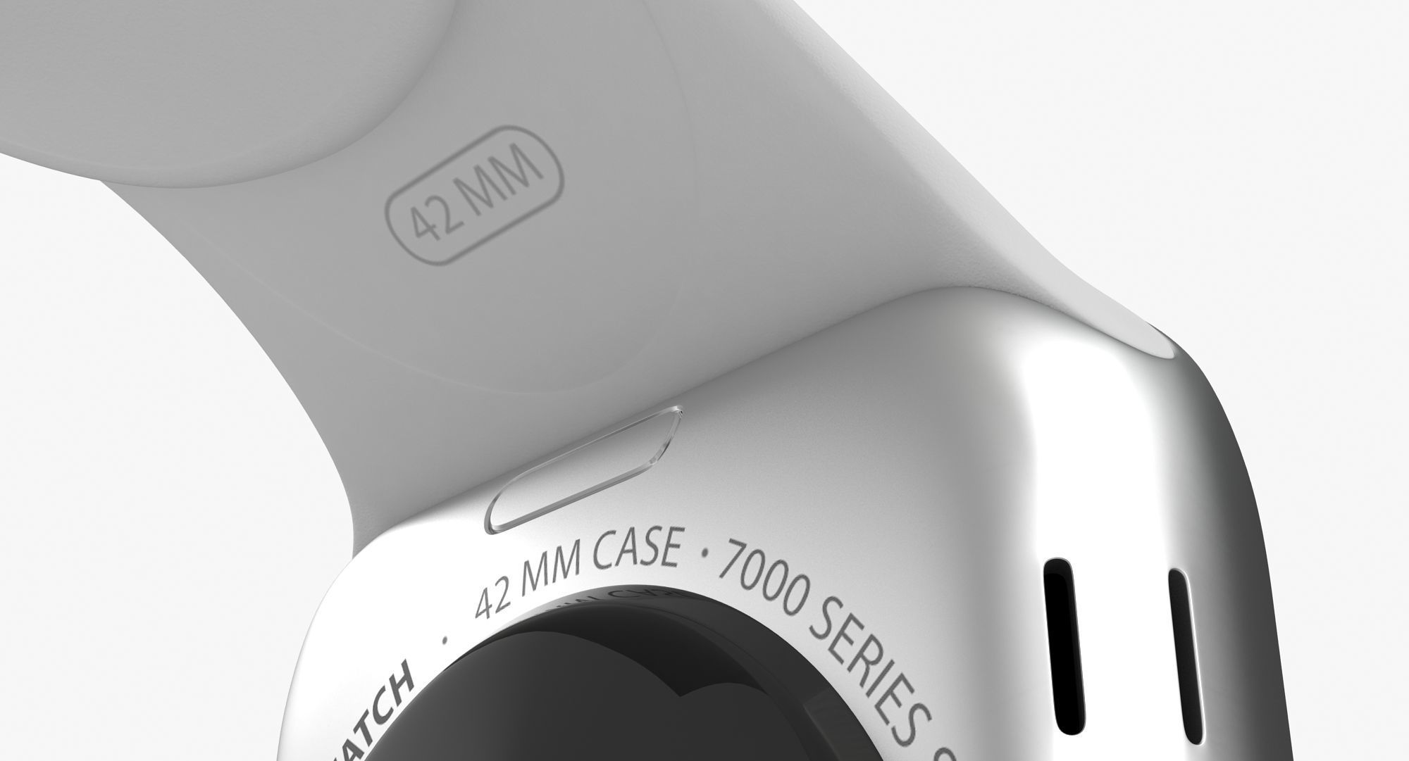 Apple Watch Sport White 42mm Low-poly 3D model_3