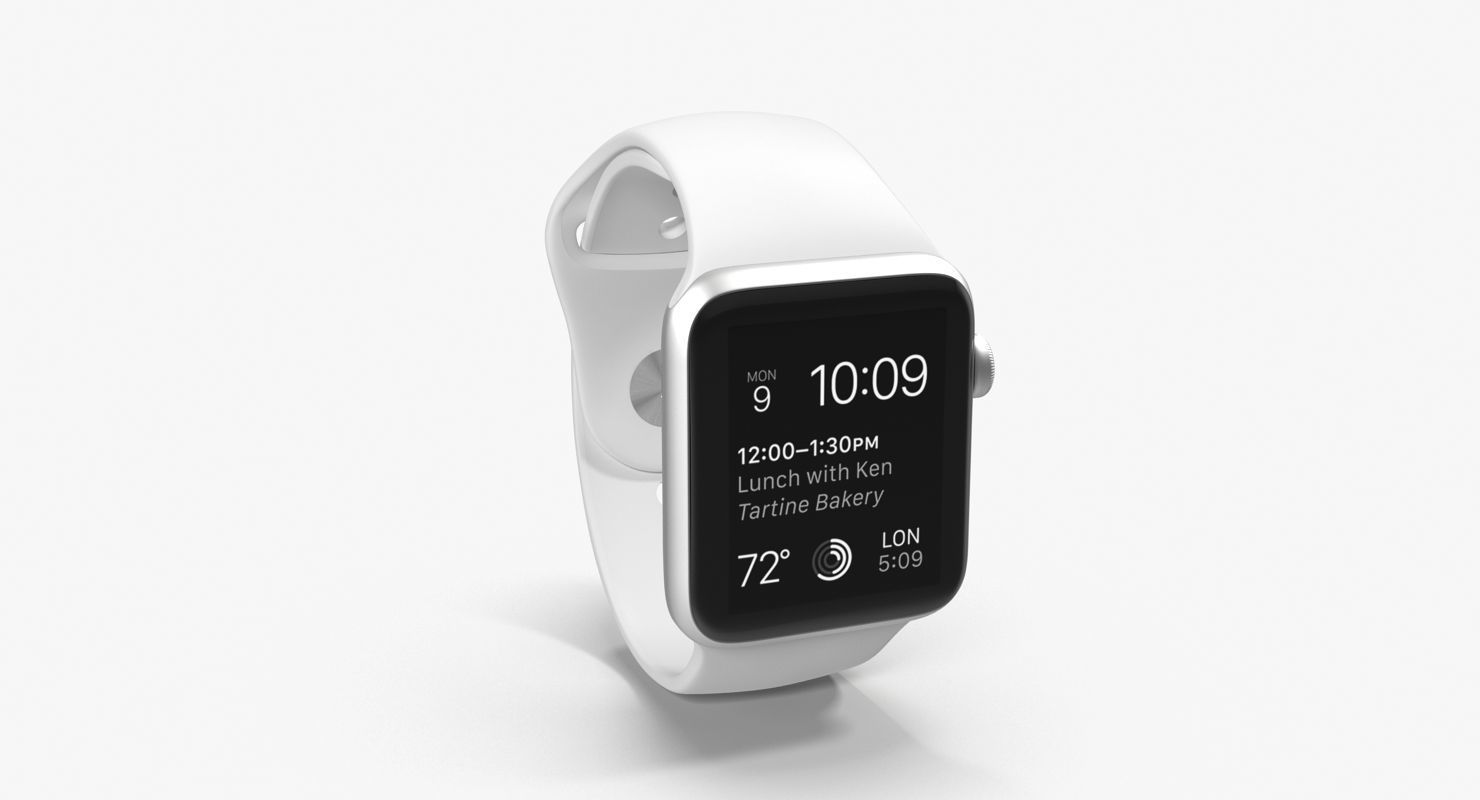 Apple Watch Sport White 42mm Low-poly 3D model_20