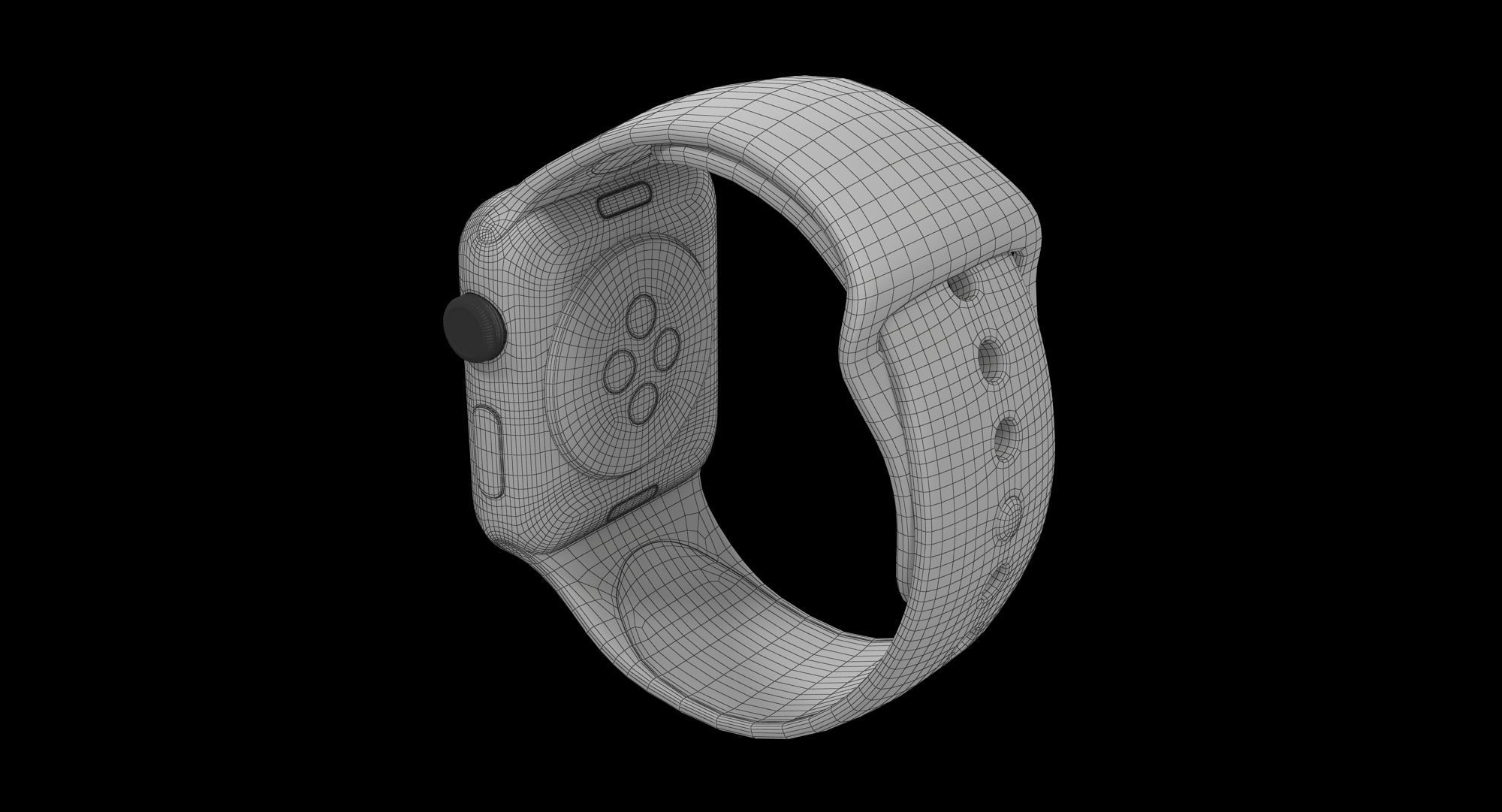 Apple Watch Sport White 42mm Low-poly 3D model_33