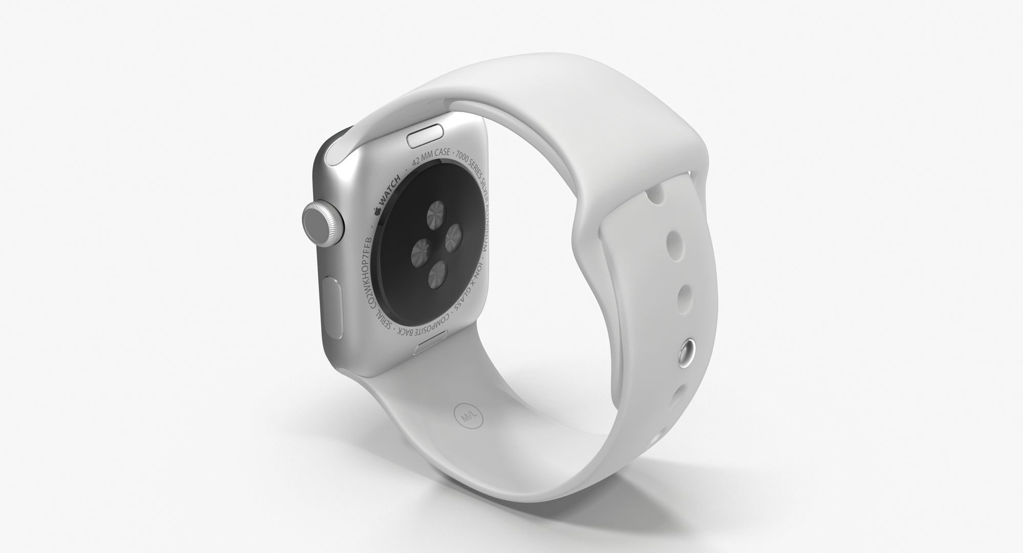 Apple Watch Sport White 42mm Low-poly 3D model_6