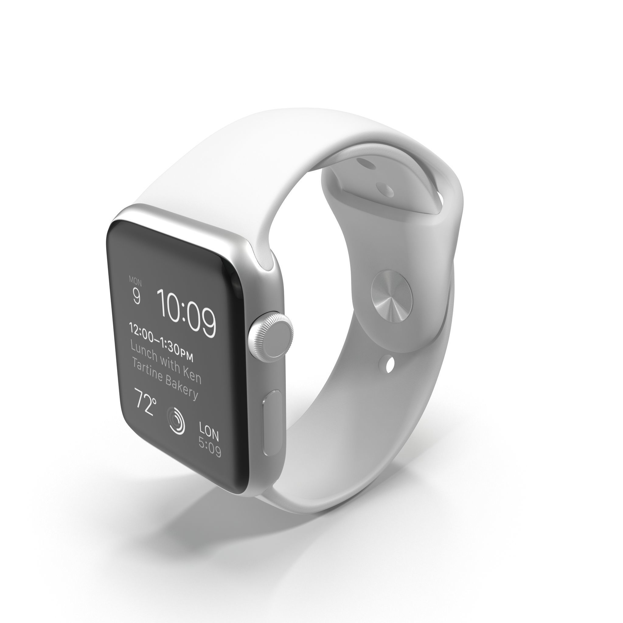 Apple Watch Sport White 42mm Low-poly 3D model_9