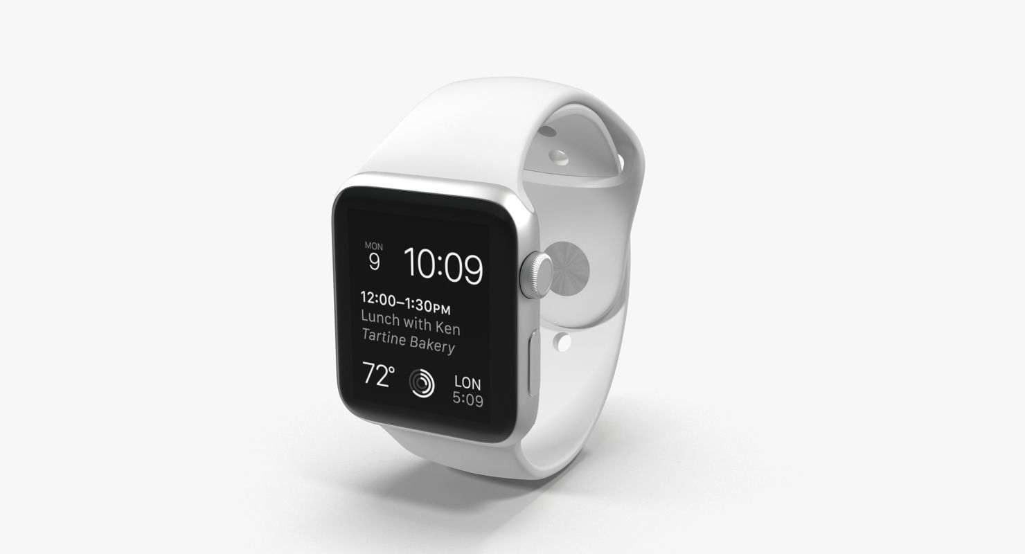 Apple Watch Sport White 42mm Low-poly 3D model_11