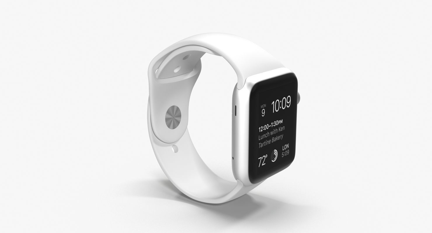 Apple Watch Sport White 42mm Low-poly 3D model_19